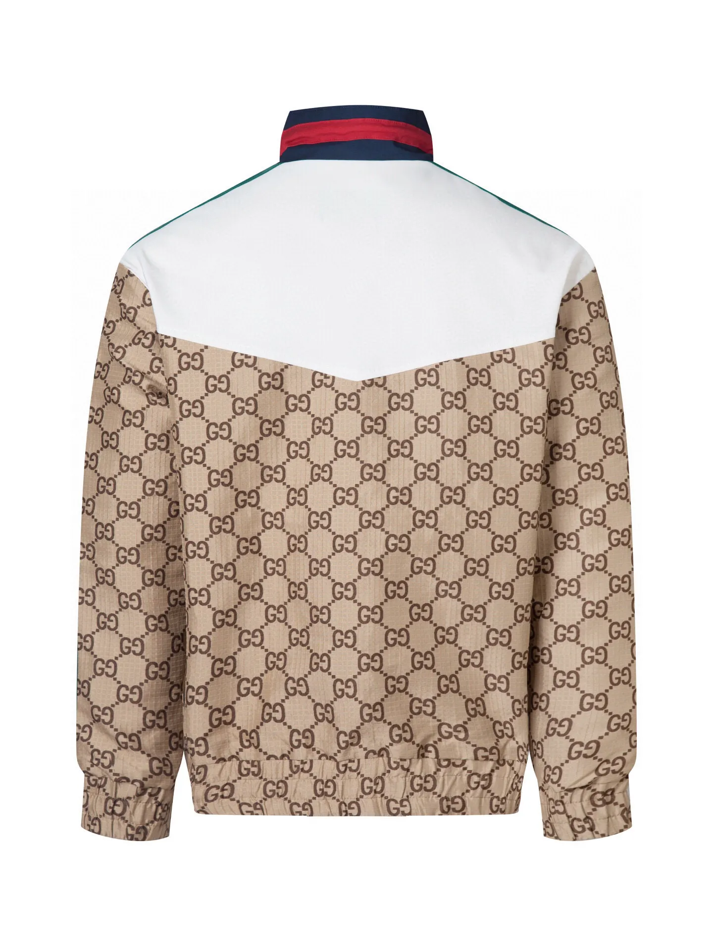 💰325 (只做精品 内有NFC防伪芯片🔥ZP版本 ) -Gucci官网款同步上新 梭织拼接织带精工提花立领刺绣夹克外套 男女同款 -YB开模面料细节一致 全套辅料定制 区别市面通货 欢迎对比 -颜色 卡其色 蓝色 -码数 S M L XL XXL