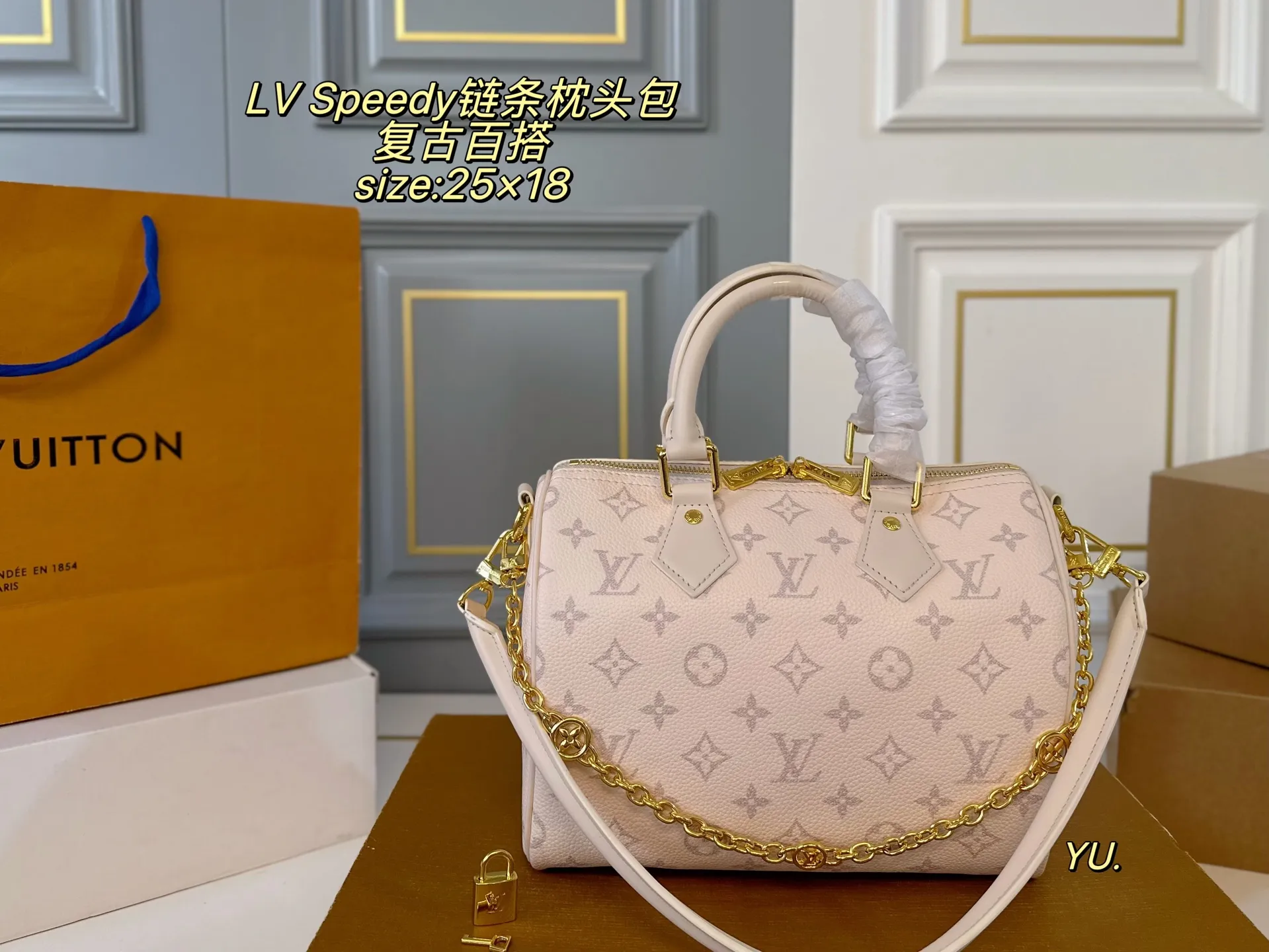 P160(无盒) size:25×18 LV 路易威登speedy bandoulelere枕头包💕 经典重现,轻便又时尚~ 手提➕链条⛓️设计,又酷又帅 浓浓复古风,时尚百搭,超级实用❗️