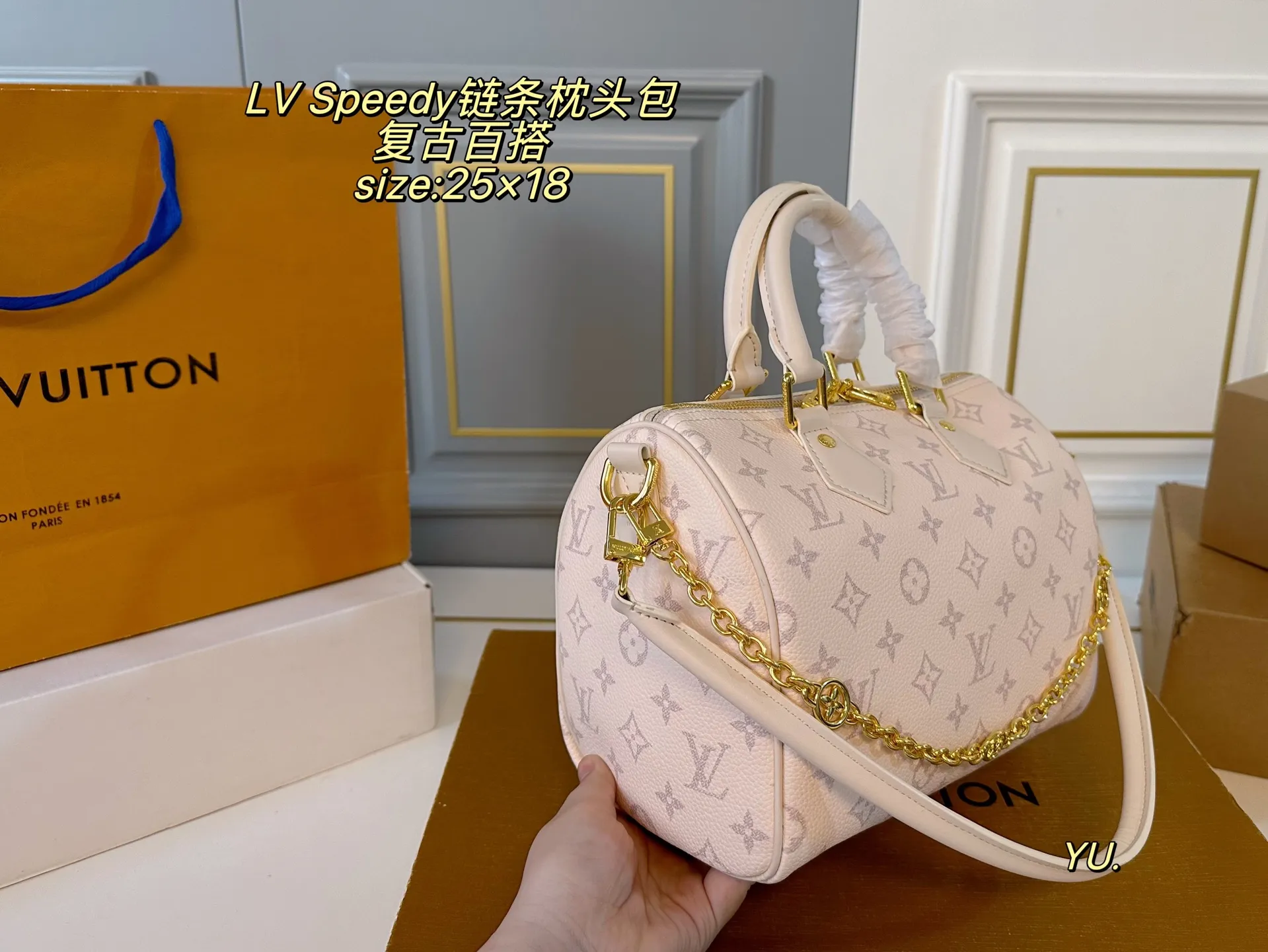 P160(无盒) size:25×18 LV 路易威登speedy bandoulelere枕头包💕 经典重现,轻便又时尚~ 手提➕链条⛓️设计,又酷又帅 浓浓复古风,时尚百搭,超级实用❗️