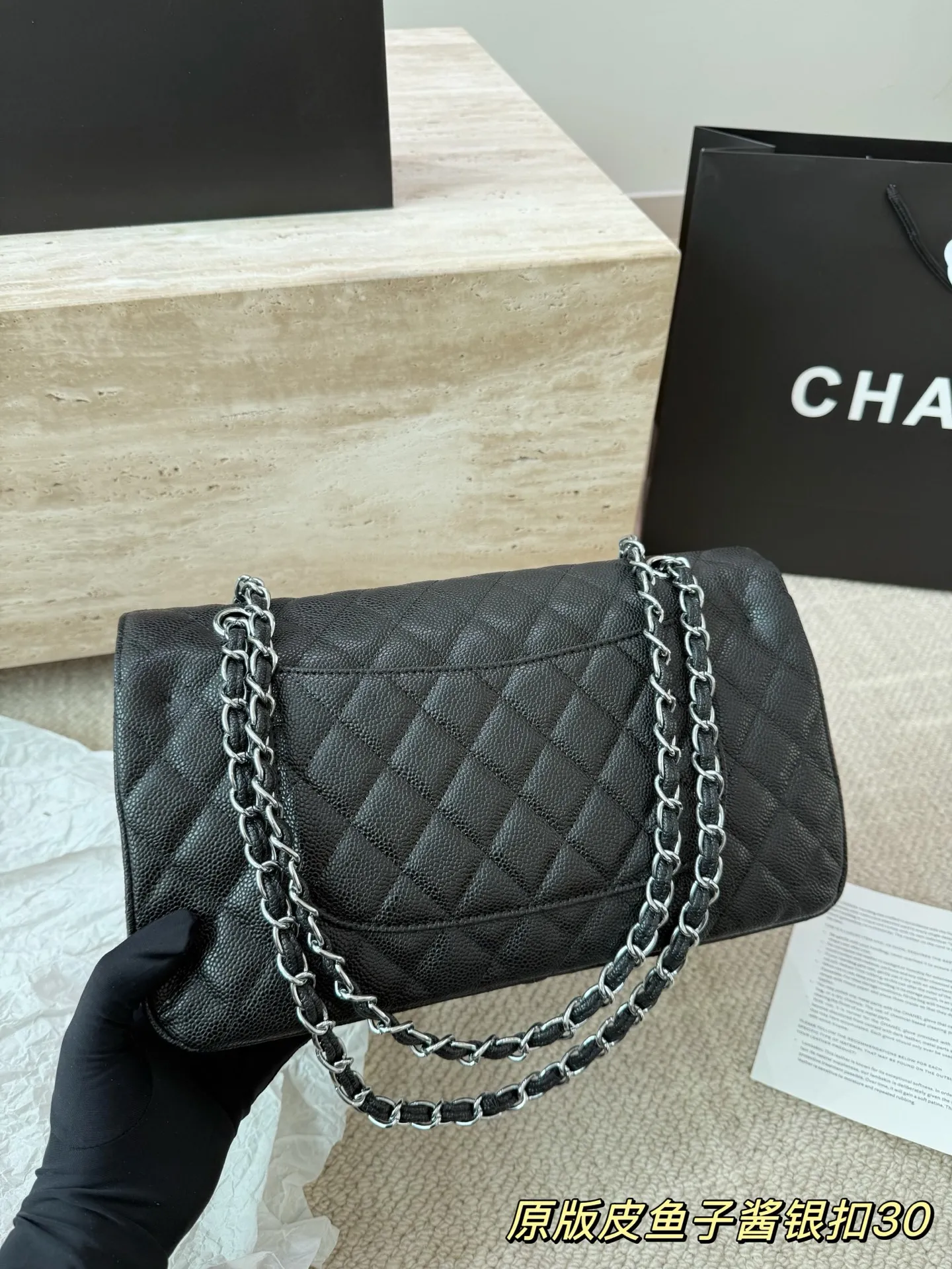 头层皮P250 Chanel香奈儿大号CF鱼子酱 Chanel 双盖双链 最近各大品牌都在炸大包!太酷啦! 百搭容量大 真的很香 ! 尺寸 30 17cm