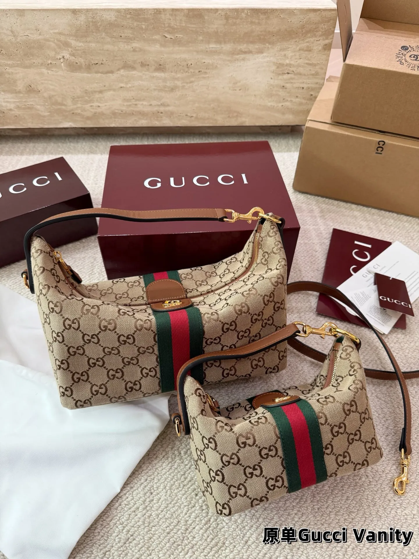 P185 P175 Gucci Vanity新品2026款 饭盒包 搭配延长袋 太实用啦 无论手提还是斜挎都太🉑啦 配礼盒尺寸大号27.19 小号19.13