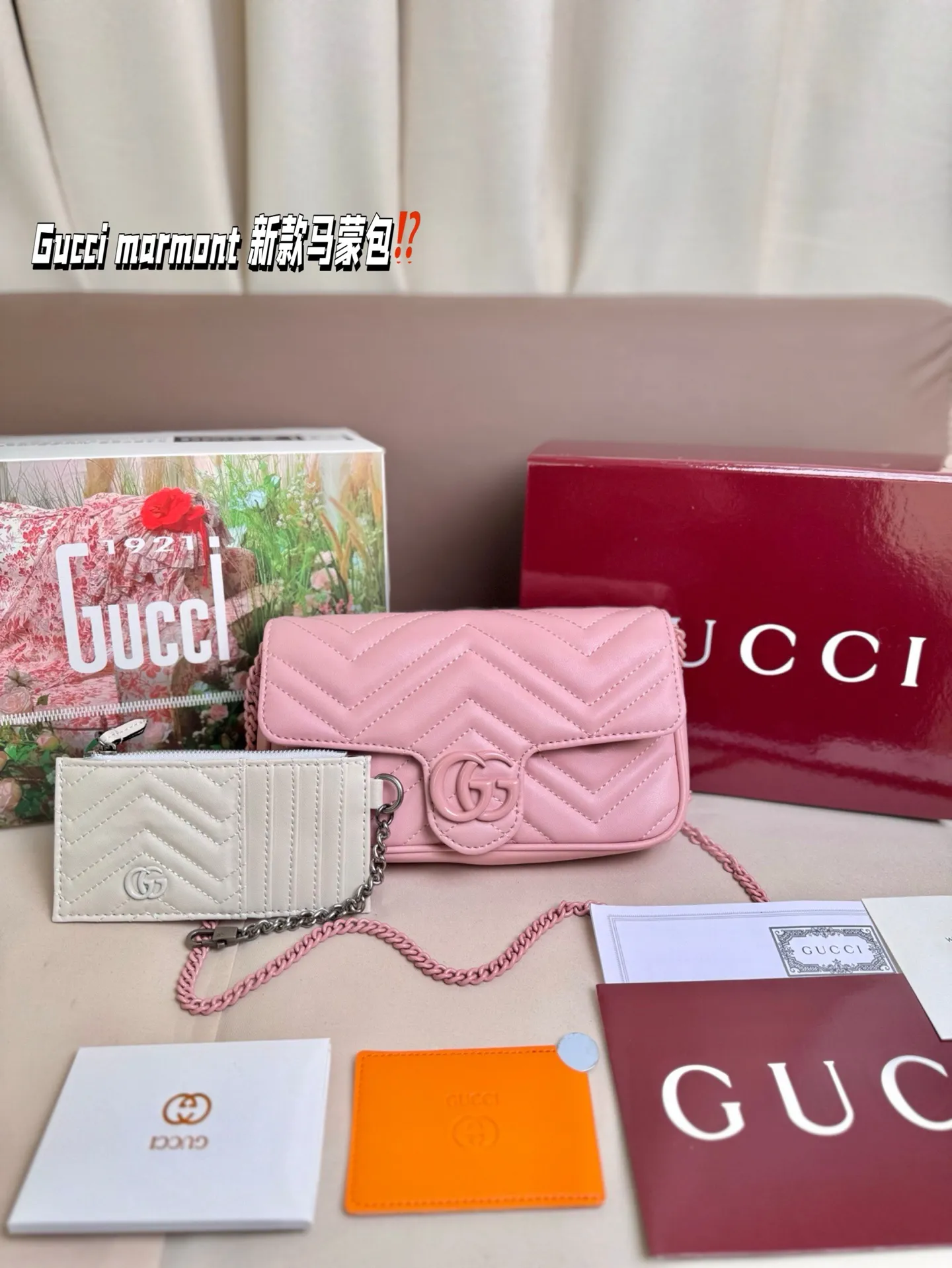 P185 size:22*13cm Gucci marmont 新款 一定要入手的小马蒙包 marmont最最经典的双G 升级版牛皮 皮质!五金!对纹!完美!