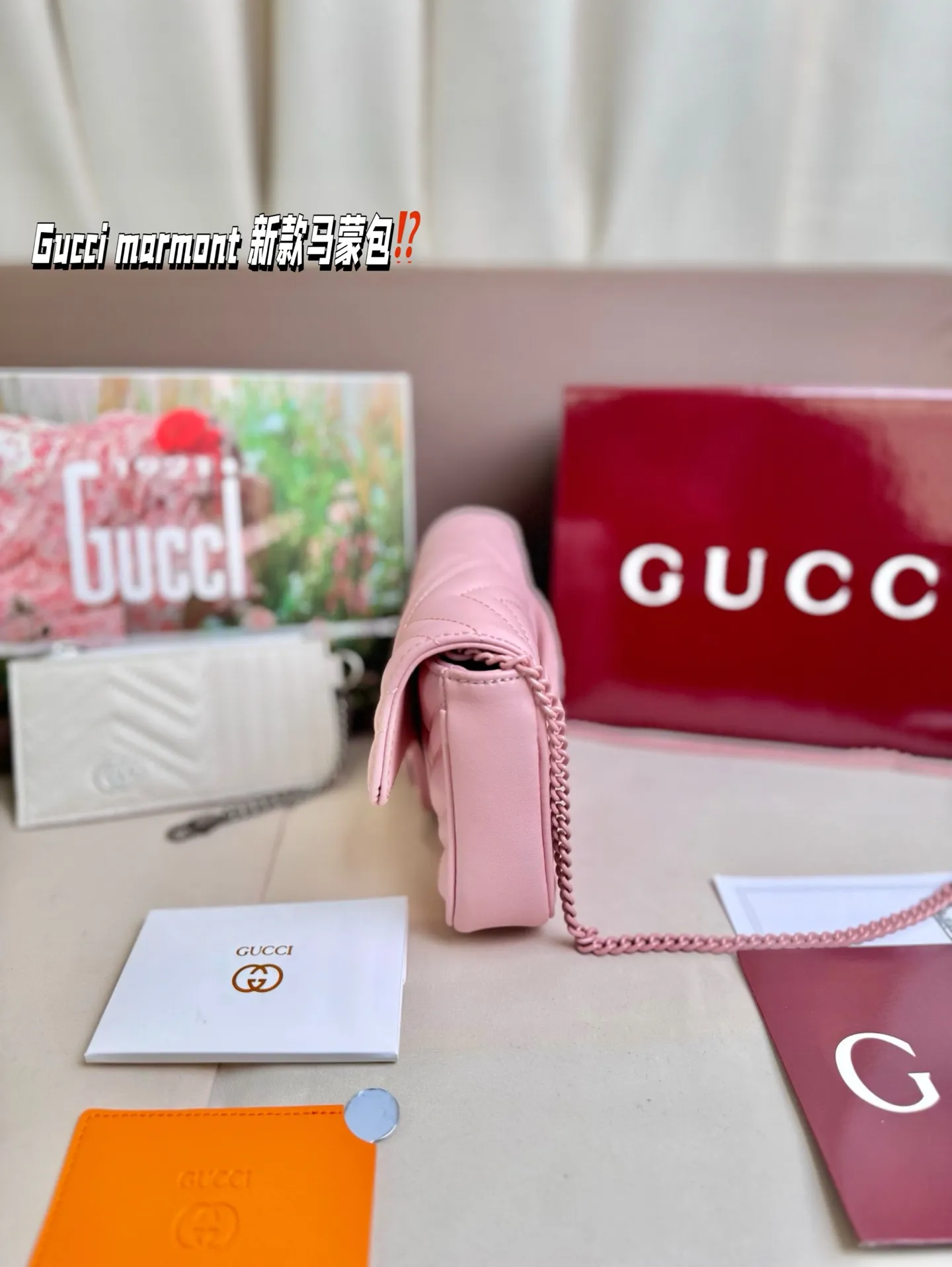 P185 size:22*13cm Gucci marmont 新款 一定要入手的小马蒙包 marmont最最经典的双G 升级版牛皮 皮质!五金!对纹!完美!