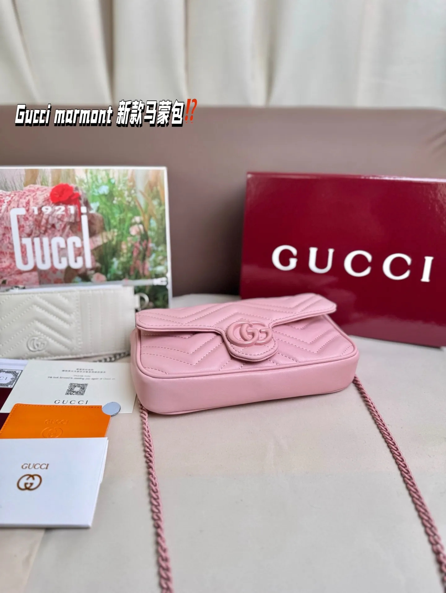 P185 size:22*13cm Gucci marmont 新款 一定要入手的小马蒙包 marmont最最经典的双G 升级版牛皮 皮质!五金!对纹!完美!