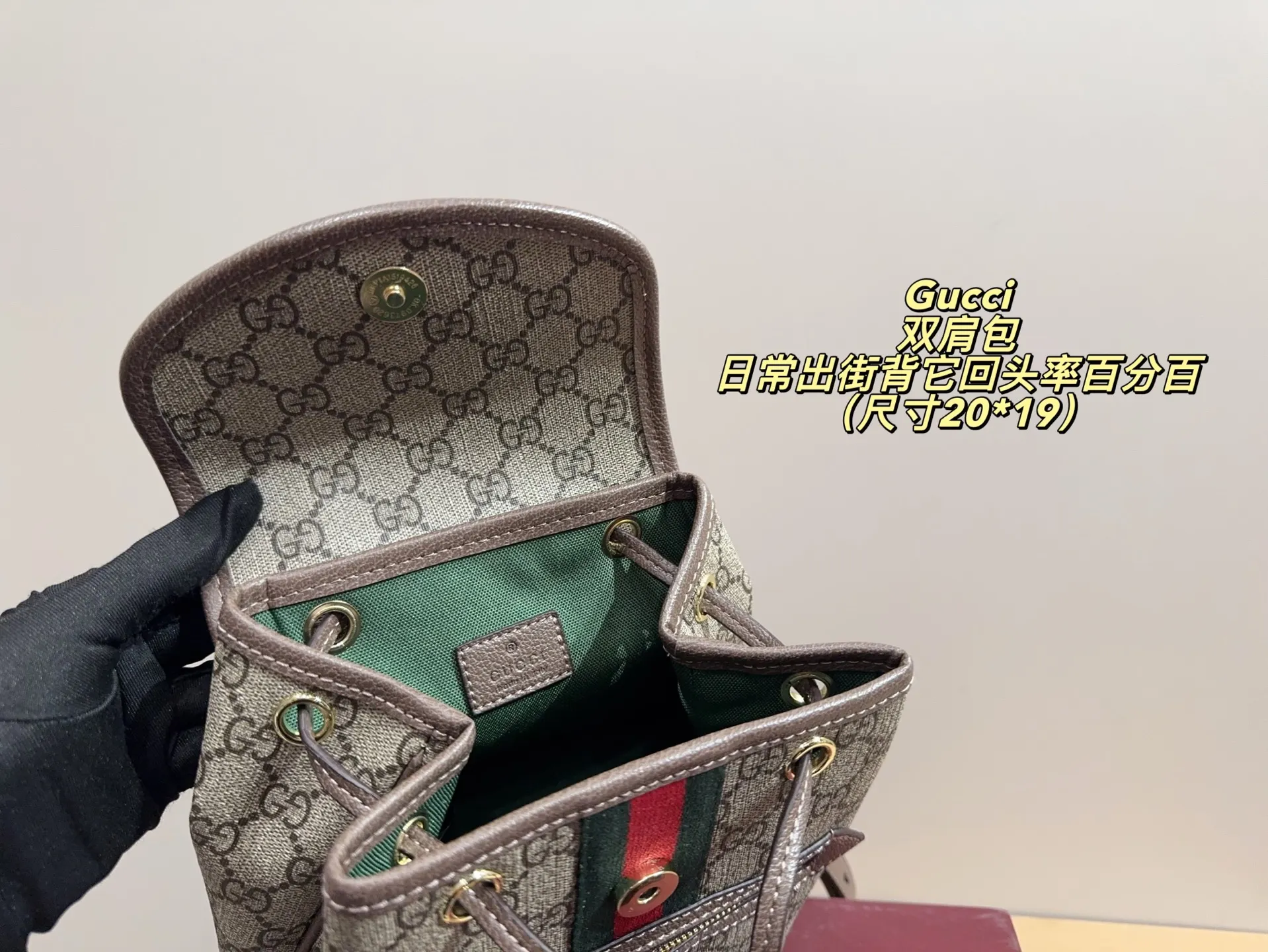 P170配折叠盒⚠️尺寸20*19 酷奇 Gucci mini双肩包 质感很高级 容量超级大也很耐用 日常出街背它回头率百分百 就是这种随性慵懒感