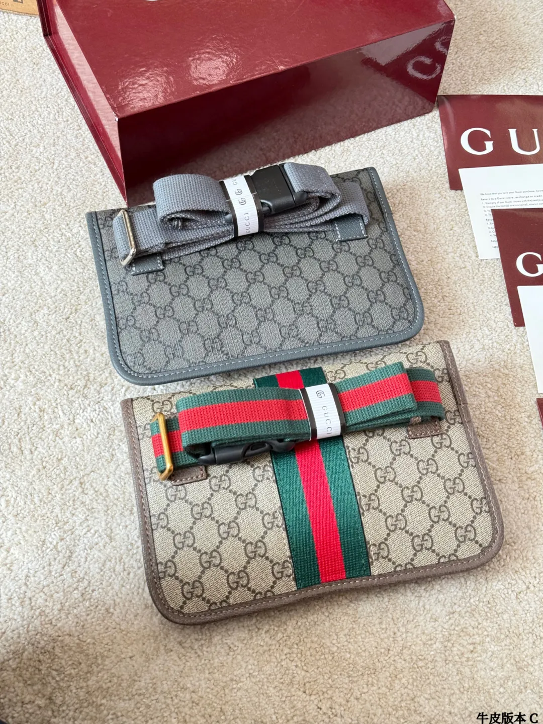 牛皮版本 p135 Gucci Ophidia 腰包 Gucci Ophidia系列腰包，采用GG Supreme涂层帆布+皮革饰边，双G金属扣超有辨识度。容量适中，手机钱包都能装，日常通勤或休闲出街都很OK！灰色低调百搭，男女都能轻松驾驭，腰包/斜挎多种背法，解放双手超方便～Ophidia系列经典老花+现代设计，时尚实用两不误，是Gucci热门单品之一！ 尺寸24x16cm