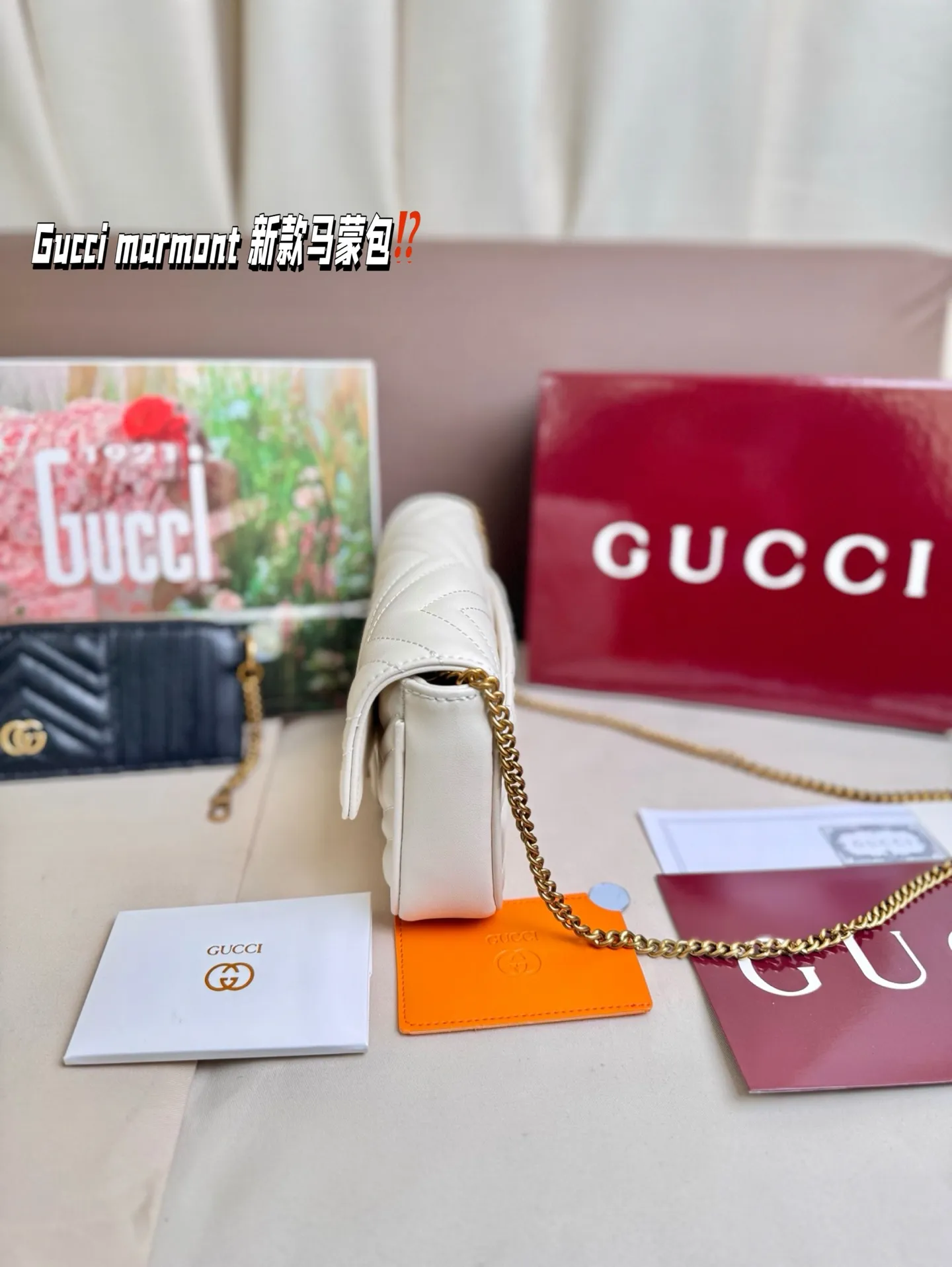 P170 size:22*13cm Gucci marmont 新款 一定要入手的小马蒙包 marmont最最经典的双G 升级版牛皮 皮质!五金!对纹!完美!