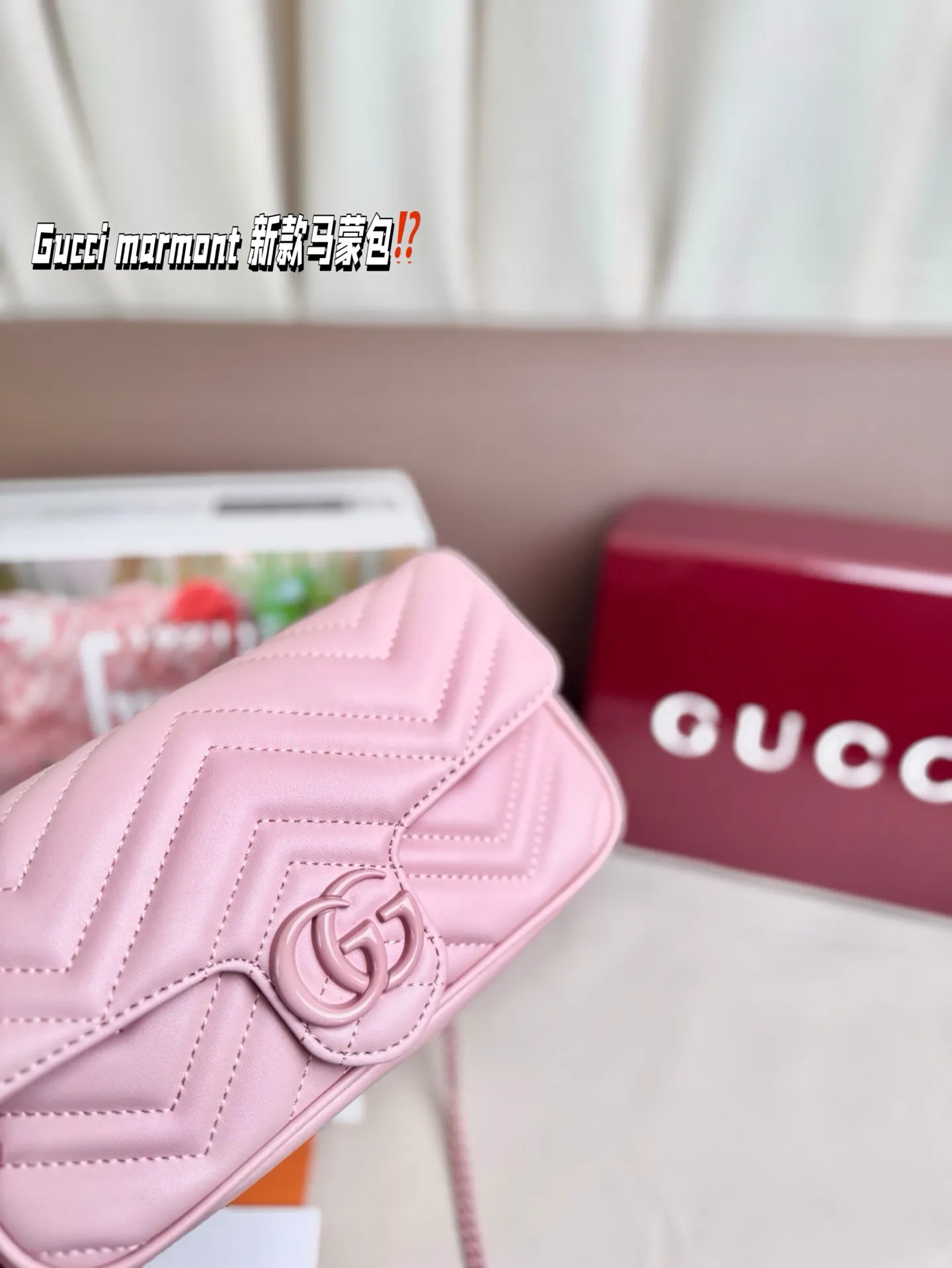 P185 size:22*13cm Gucci marmont 新款 一定要入手的小马蒙包 marmont最最经典的双G 升级版牛皮 皮质!五金!对纹!完美!