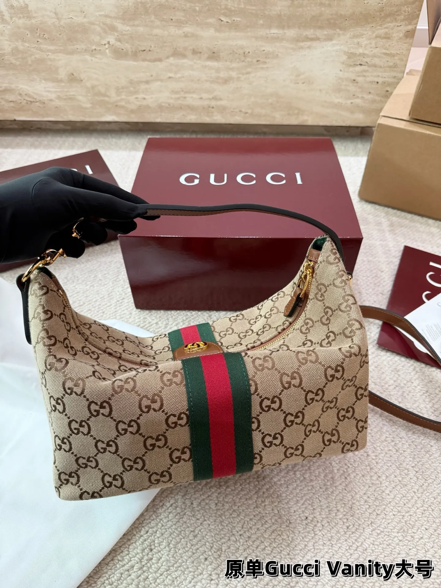 P185 P175 Gucci Vanity新品2026款 饭盒包 搭配延长袋 太实用啦 无论手提还是斜挎都太🉑啦 配礼盒尺寸大号27.19 小号19.13
