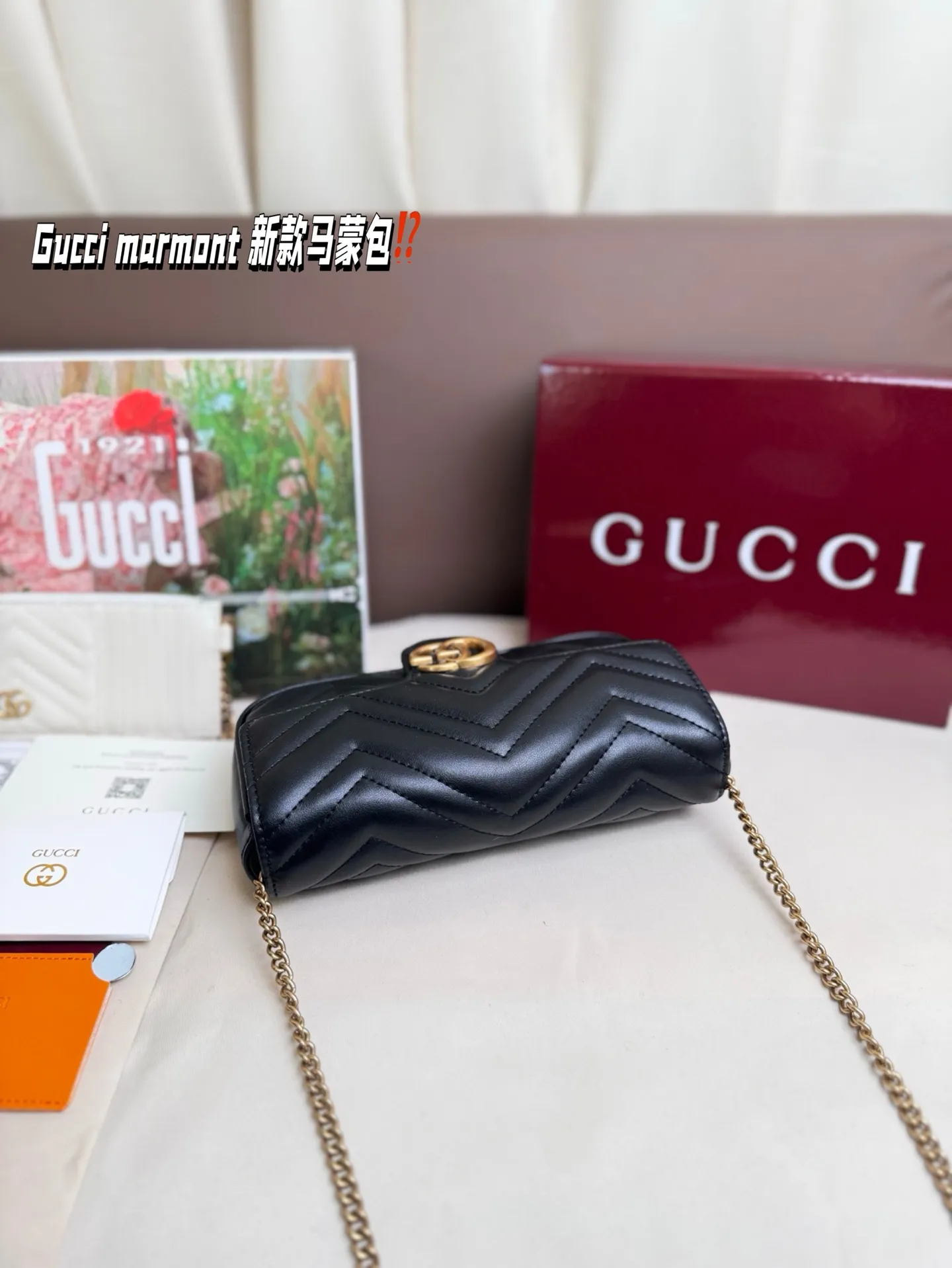 P170 size:22*13cm Gucci marmont 新款 一定要入手的小马蒙包 marmont最最经典的双G 升级版牛皮 皮质!五金!对纹!完美!