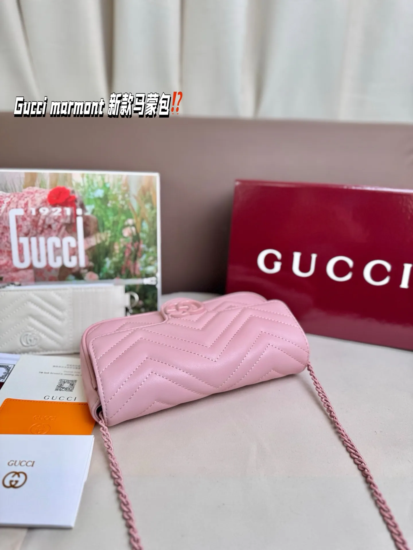 P185 size:22*13cm Gucci marmont 新款 一定要入手的小马蒙包 marmont最最经典的双G 升级版牛皮 皮质!五金!对纹!完美!