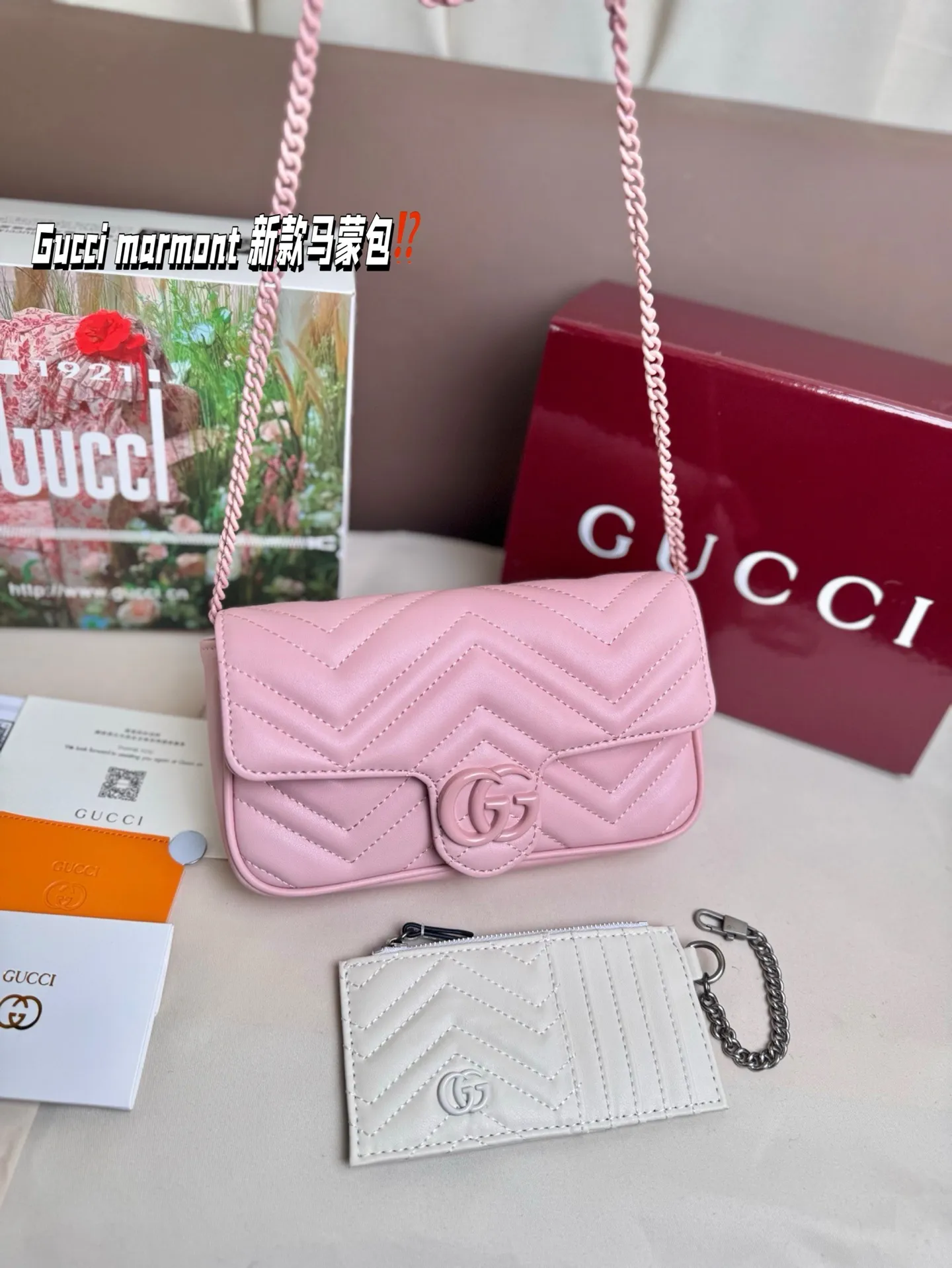 P185 size:22*13cm Gucci marmont 新款 一定要入手的小马蒙包 marmont最最经典的双G 升级版牛皮 皮质!五金!对纹!完美!