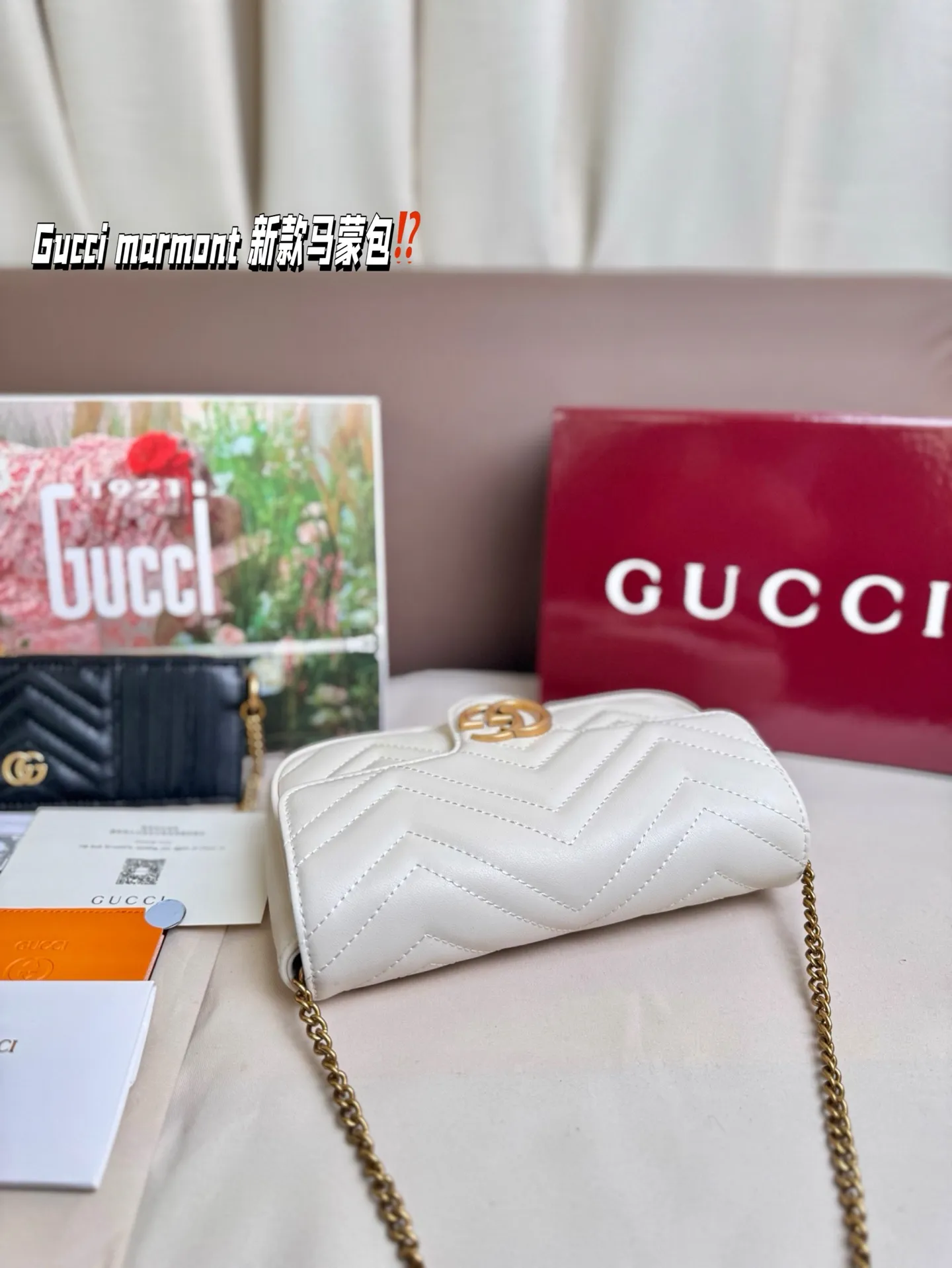 P170 size：22*13cm Gucci marmont 新款 一定要入手的小马蒙包 marmont最最经典的双G 升级版牛皮 皮质！五金！对纹！完美！