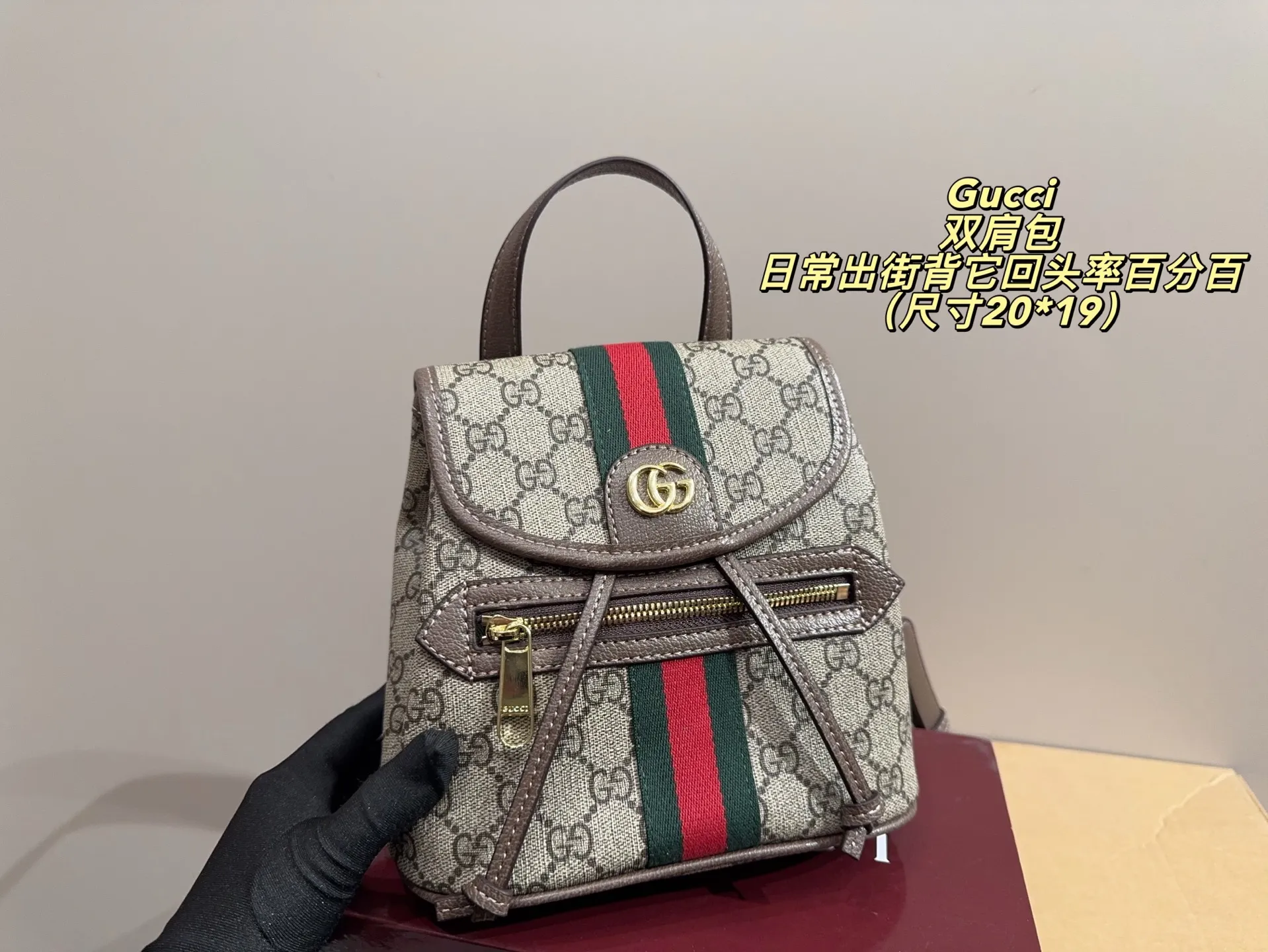 P170配折叠盒⚠️尺寸20*19 酷奇 Gucci mini双肩包 质感很高级 容量超级大也很耐用 日常出街背它回头率百分百 就是这种随性慵懒感