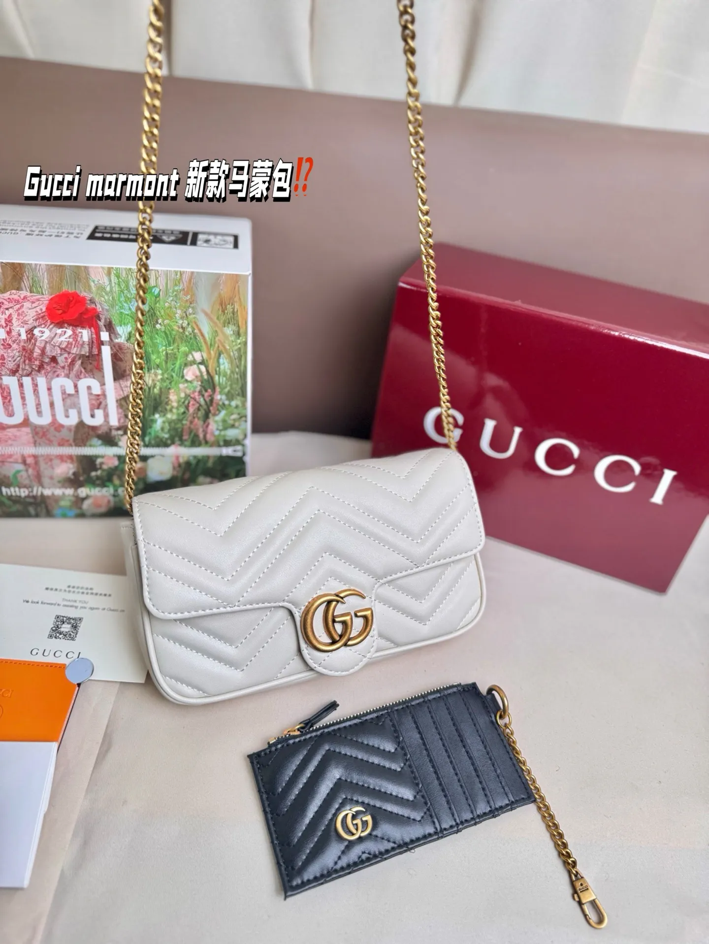P170 size:22*13cm Gucci marmont 新款 一定要入手的小马蒙包 marmont最最经典的双G 升级版牛皮 皮质!五金!对纹!完美!