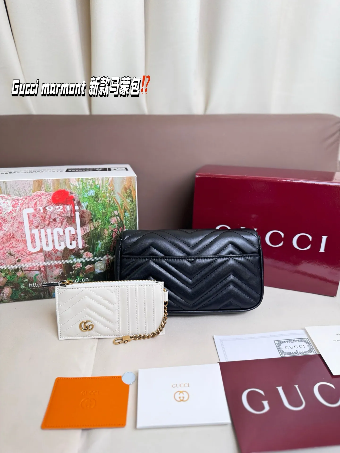 P170 size:22*13cm Gucci marmont 新款 一定要入手的小马蒙包 marmont最最经典的双G 升级版牛皮 皮质!五金!对纹!完美!