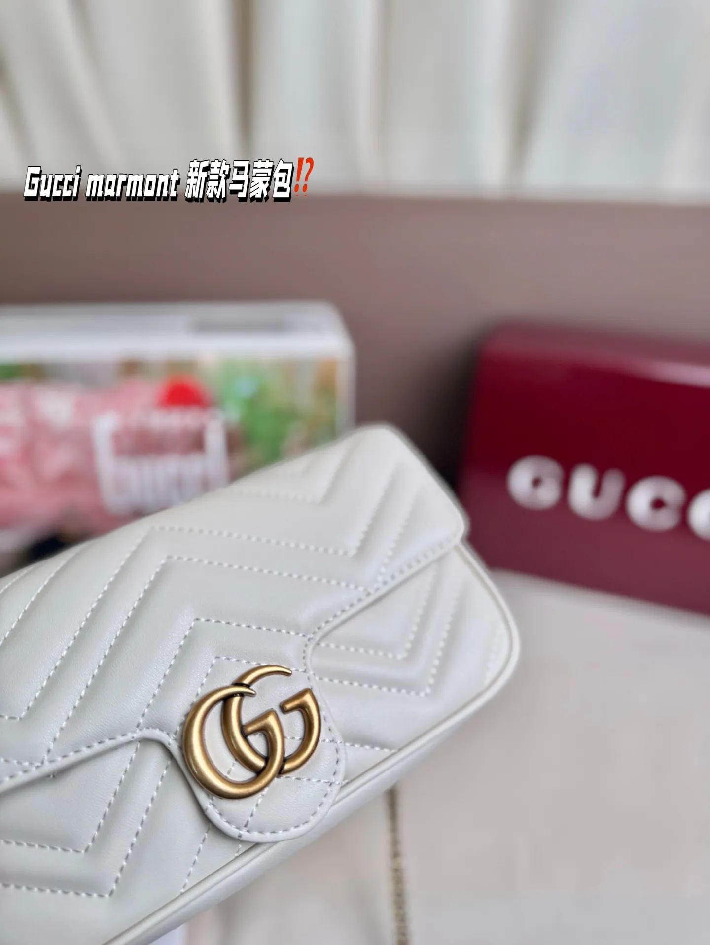 P170 size：22*13cm Gucci marmont 新款 一定要入手的小马蒙包 marmont最最经典的双G 升级版牛皮 皮质！五金！对纹！完美！