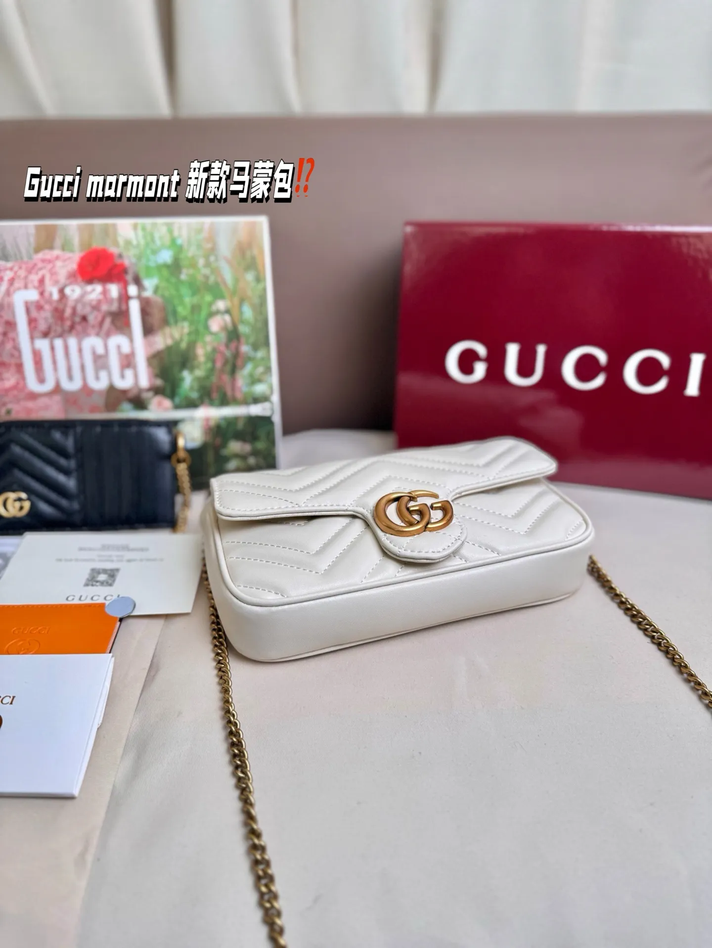 P170 size:22*13cm Gucci marmont 新款 一定要入手的小马蒙包 marmont最最经典的双G 升级版牛皮 皮质!五金!对纹!完美!