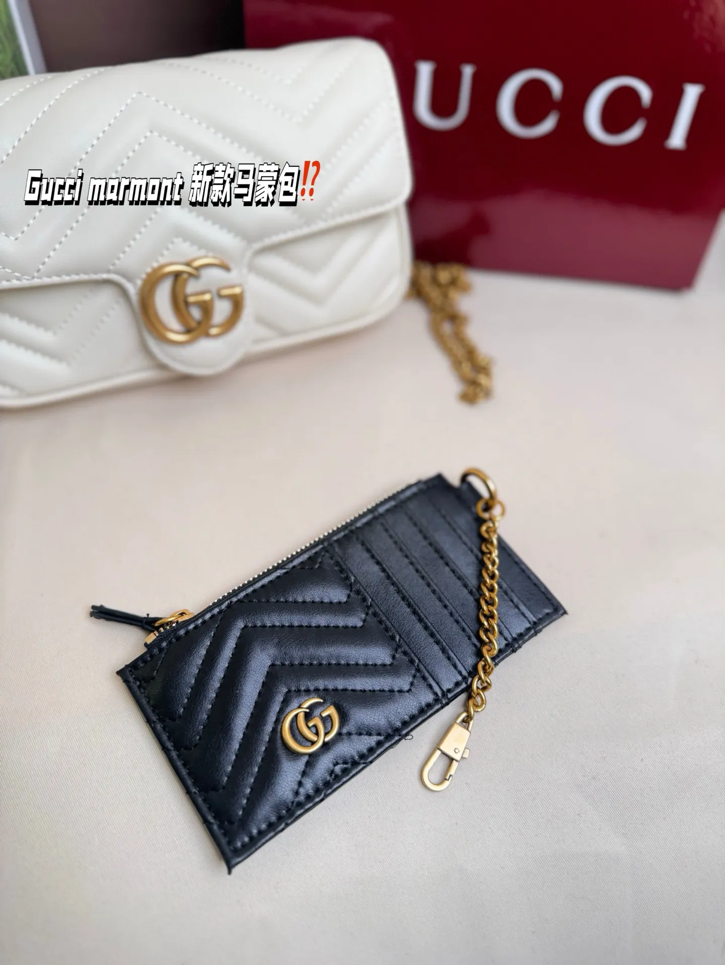 P170 size:22*13cm Gucci marmont 新款 一定要入手的小马蒙包 marmont最最经典的双G 升级版牛皮 皮质!五金!对纹!完美!