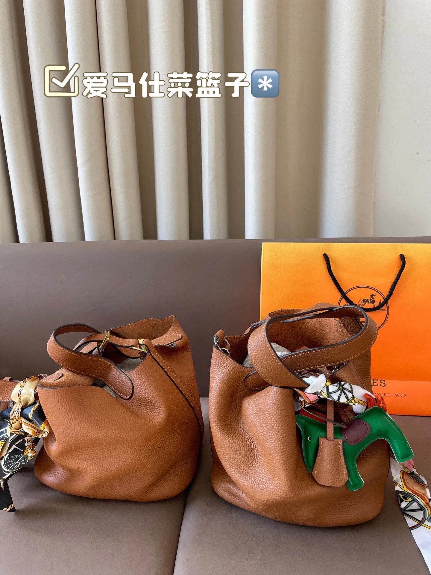 P185 折叠盒 牛皮~ 爱马仕菜篮子‼️‼️奢侈品中的经典之作 爱马仕 如图配置 媲美专柜的版本!配送丝巾 小马 尺寸21*18