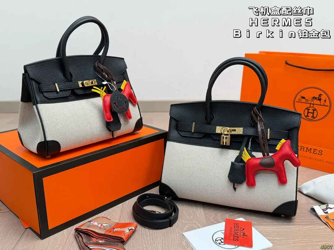 ¥295/¥275飞机盒配丝巾 爱马仕HERMES Birkin铂金包 细节无敌完美 配色敲级耐看 完美适配穿搭 容量满分 上身优雅有气质 尺寸30 22/25 18