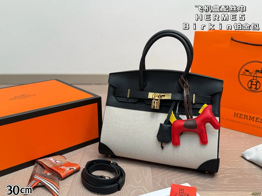 &yen;295/&yen;275飞机盒配丝巾 爱马仕HERMES Birkin铂金包 细节无敌完美 配色敲级耐看 完美适配穿搭 容量满分 上身优雅有气质 尺寸30 22/25 18
