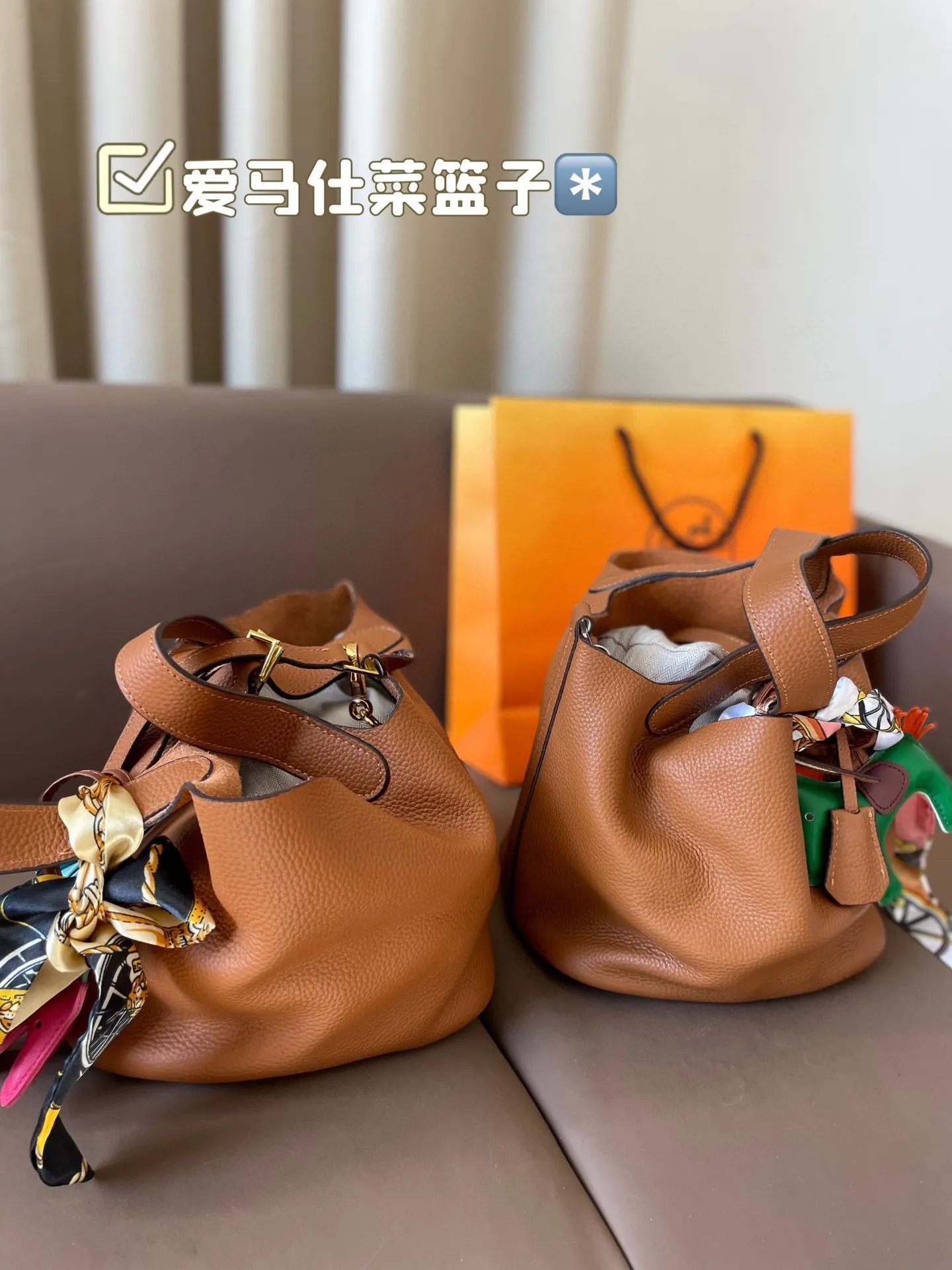 P185 折叠盒 牛皮~ 爱马仕菜篮子‼️‼️奢侈品中的经典之作 爱马仕 如图配置 媲美专柜的版本!配送丝巾 小马 尺寸21*18