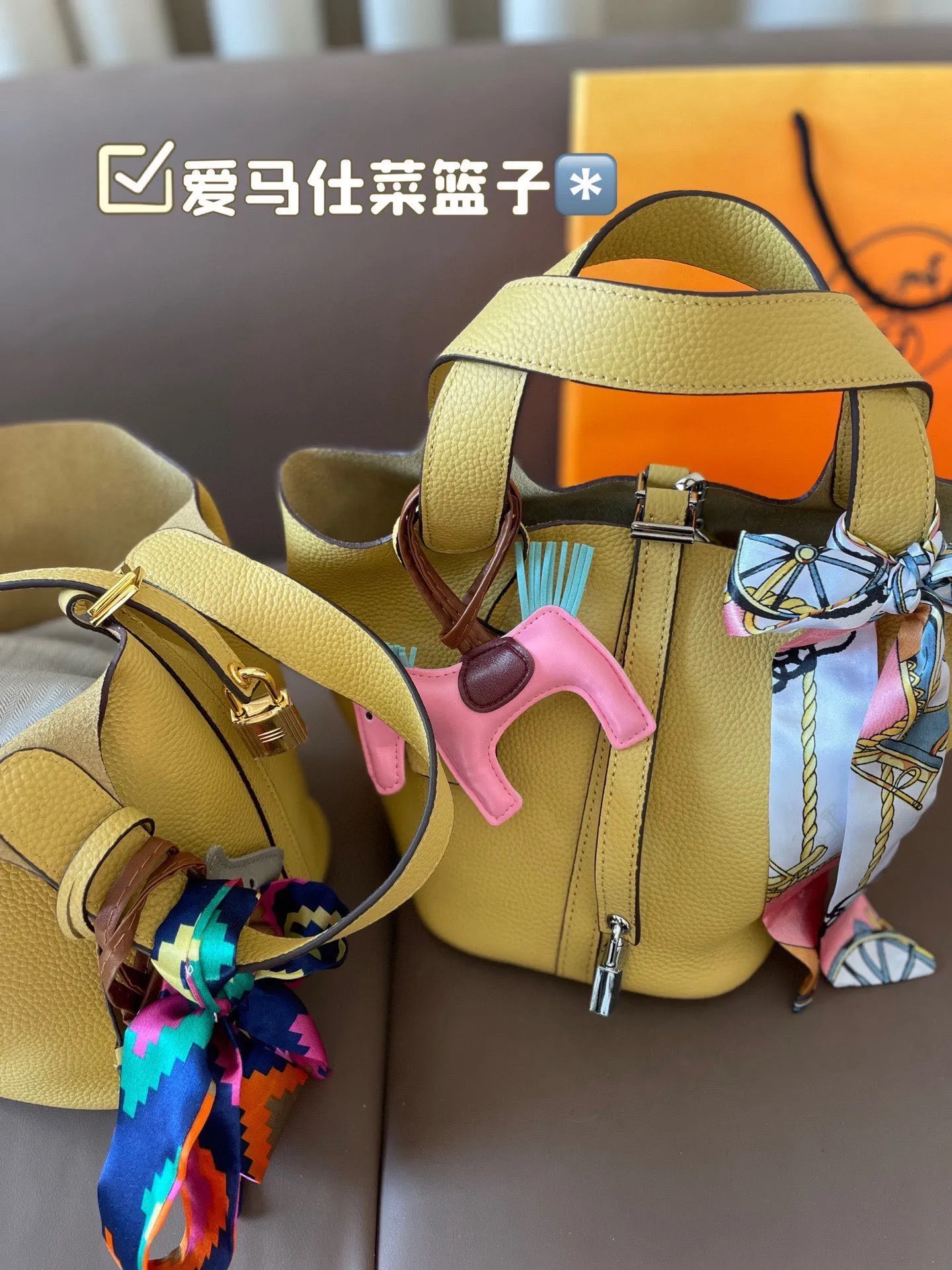 P185 折叠盒 牛皮~ 爱马仕菜篮子‼️‼️奢侈品中的经典之作 爱马仕 如图配置 媲美专柜的版本!配送丝巾 小马 尺寸21*18