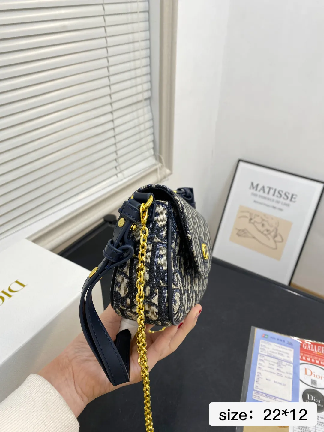 🅿️💰165 配折叠盒 尺寸22*12 迪奥CD链条包 Dior 迪奥 全新Caro系列 包袋 复古与未来感并存 新品MONTAIGNE藤格纹链条包单肩斜挎包 3121