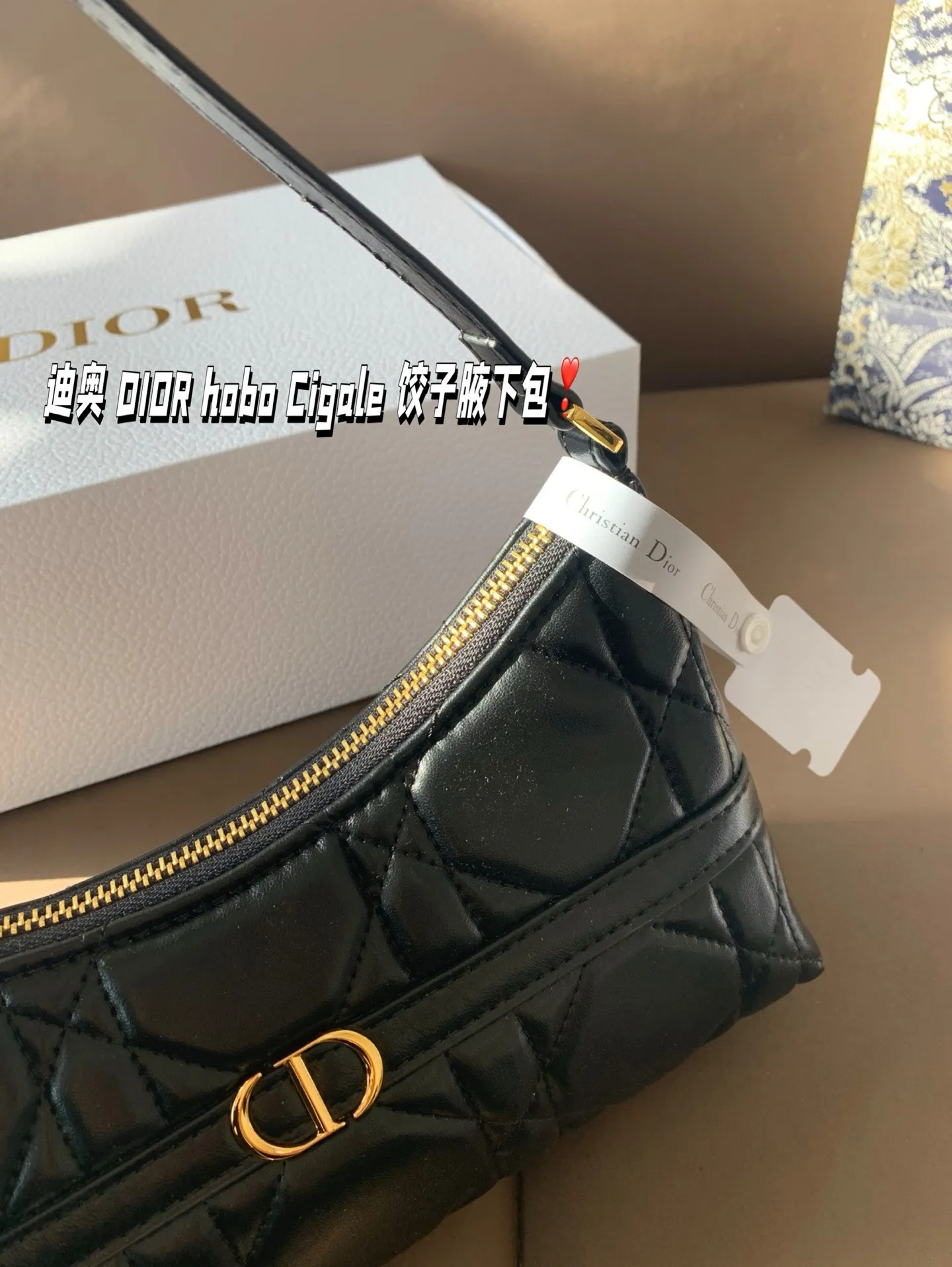 P155 折叠盒 迪奥 DIOR hobo Cigale 饺子腋下包 喜欢腋下包的有福啦 DIOR新出的这款迷你单肩水饺包 尺寸23*11