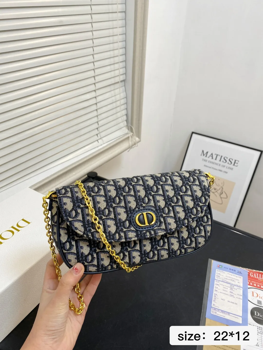 🅿️💰165 配折叠盒 尺寸22*12 迪奥CD链条包 Dior 迪奥 全新Caro系列 包袋 复古与未来感并存 新品MONTAIGNE藤格纹链条包单肩斜挎包 3121