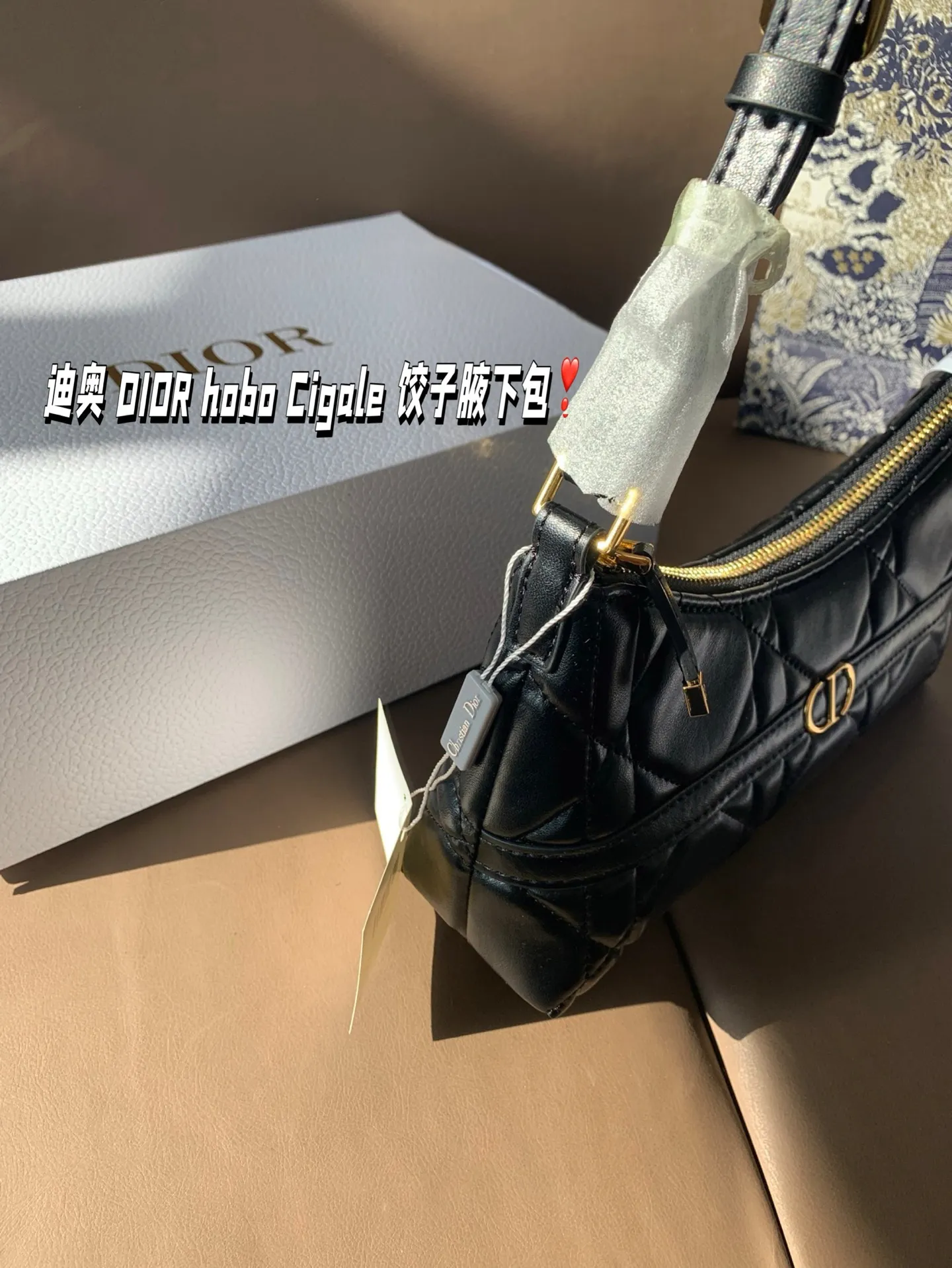 P155 折叠盒 迪奥 DIOR hobo Cigale 饺子腋下包 喜欢腋下包的有福啦 DIOR新出的这款迷你单肩水饺包 尺寸23*11