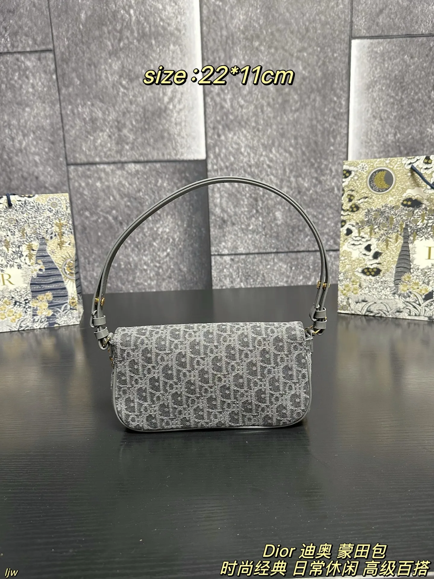 P165配盒 Dior 迪奥 蒙田包 迪奥新品,这只蒙田 D-Vine 真的越看越喜欢,白色老花提花带一点黑线细节,刚好是那种秋天的柔和质感,最可爱的是那个小狮子包挂!毛茸茸的、软软的,挂上去整只包都变得更俏皮~优雅和可爱这次全都拿捏住了🐾 尺寸:22*11cm