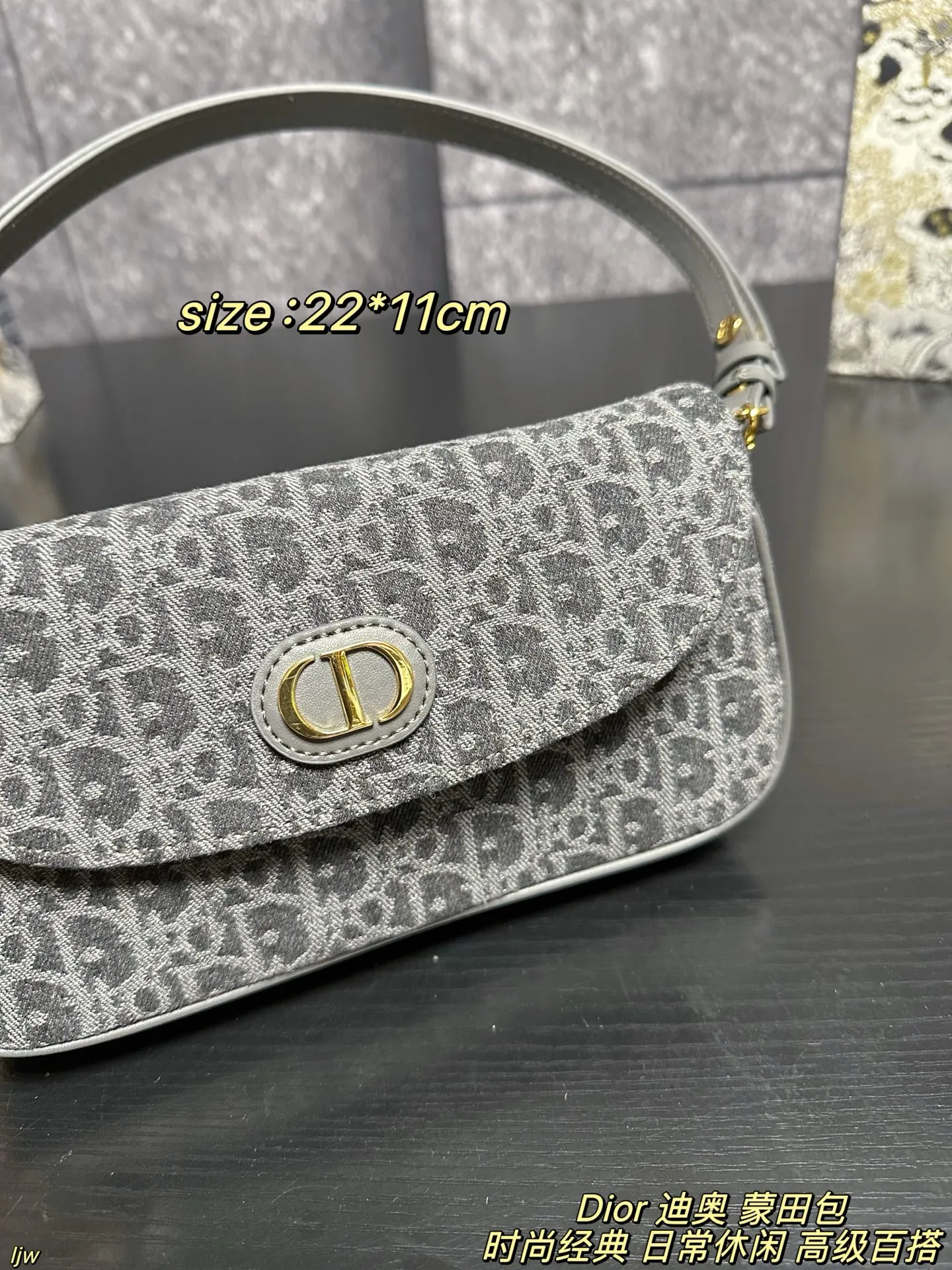 P165配盒 Dior 迪奥 蒙田包 迪奥新品，这只蒙田 D-Vine 真的越看越喜欢，白色老花提花带一点黑线细节，刚好是那种秋天的柔和质感，最可爱的是那个小狮子包挂！毛茸茸的、软软的，挂上去整只包都变得更俏皮～优雅和可爱这次全都拿捏住了🐾 尺寸：22*11cm