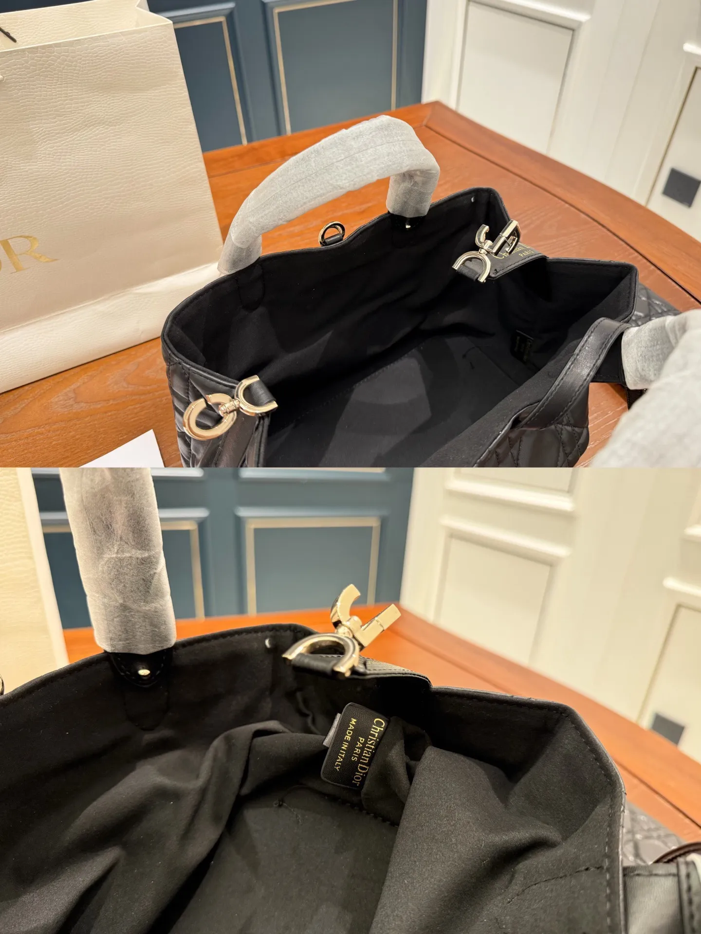 (折叠盒⚠️)p190 Dior迪奥 超火的Toujours 购物袋 🉑️变形托特tote 羊皮藤格纹 上身太高级啦! 个人觉得 包型真的很耐看! 又休闲 又优雅! 现在它很火哦! 中号 size 大小刚刚好肩带可调节 size:28*21cm