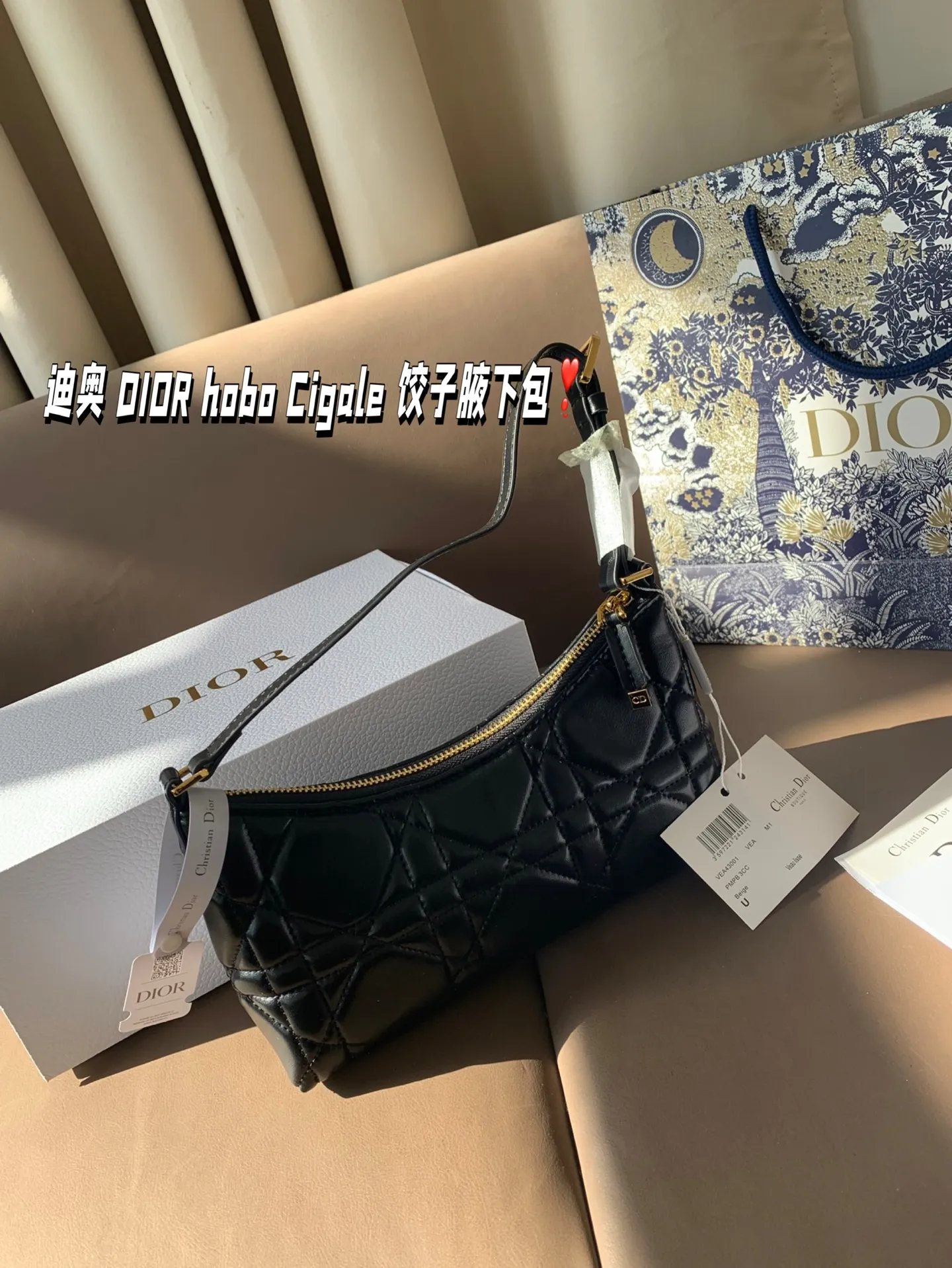 P155 折叠盒 迪奥 DIOR hobo Cigale 饺子腋下包 喜欢腋下包的有福啦 DIOR新出的这款迷你单肩水饺包 尺寸23*11