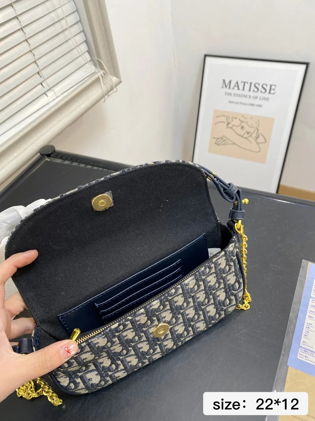 🅿️💰165 配折叠盒 尺寸22*12 迪奥CD链条包 Dior 迪奥 全新Caro系列 包袋 复古与未来感并存 新品MONTAIGNE藤格纹链条包单肩斜挎包 3121