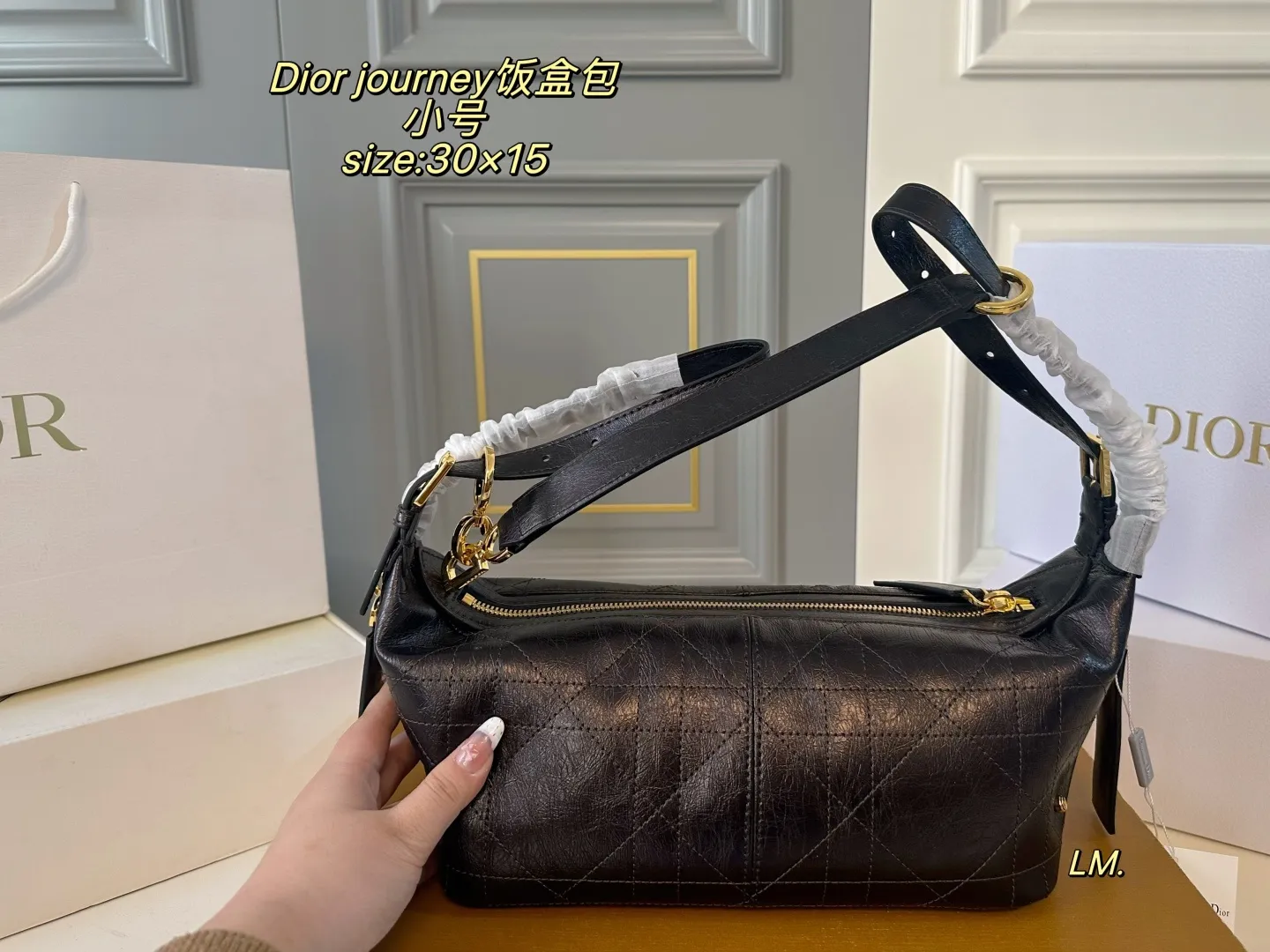 P240 小号（折叠盒） size：30&times;15 DIOR迪奥新款journey饭盒包💕 自带松弛感的hobo包 慵懒随性 可调节肩带，随意变换多钟背法 质感无敌，手感软糯 时尚百搭‼️