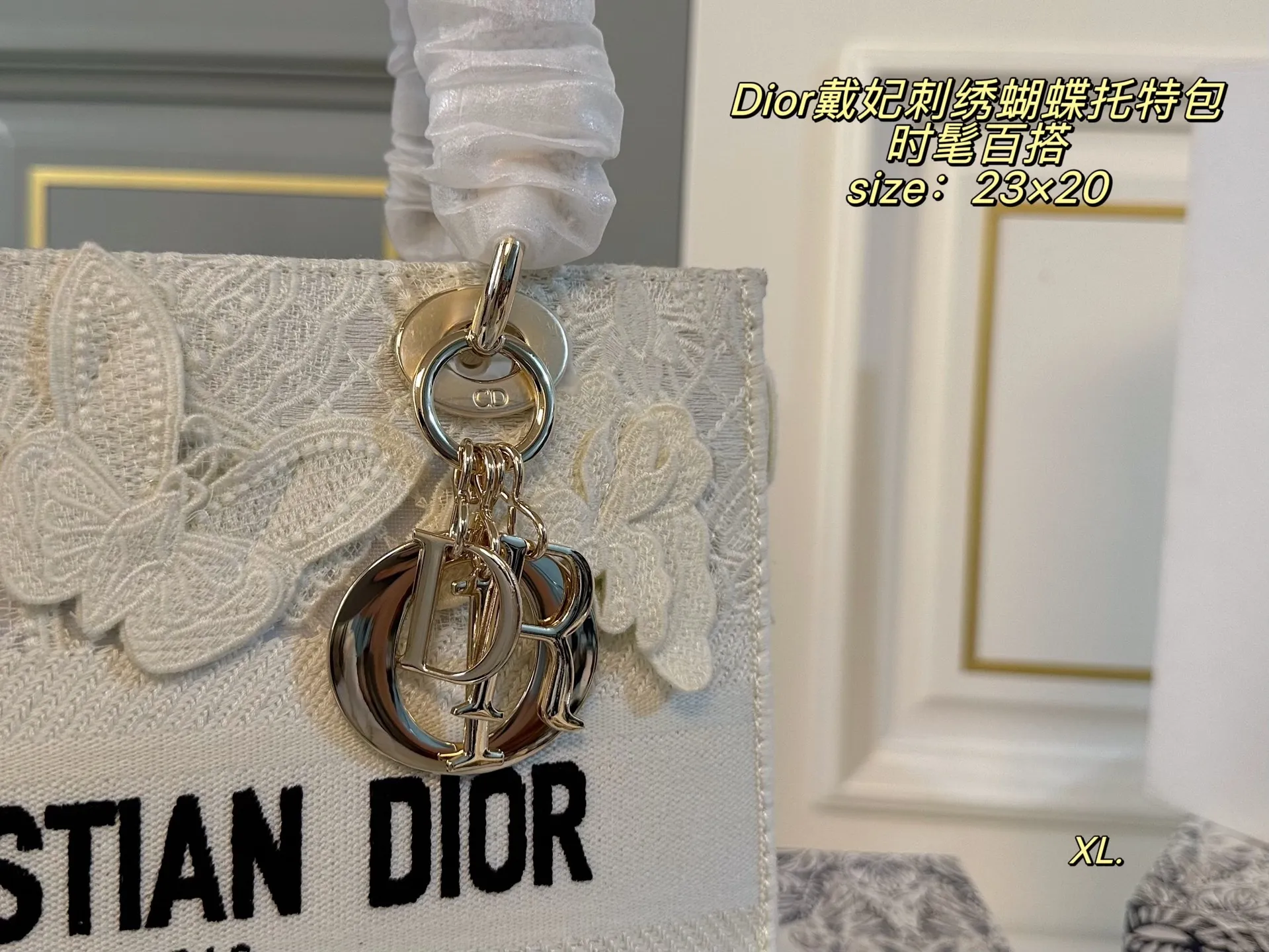 P285(折叠盒) size:23×20 Lady Dior 迪奥戴妃刺绣蝴蝶手提包💕 标志性刺绣logo搭配立体蝴蝶装饰 真的美翻了,氛围感瞬间拉满 时髦典雅的设计经久不衰! 斜挎帅气大方,手提精致优雅! 自带氛围感,时尚百搭yyds🖤