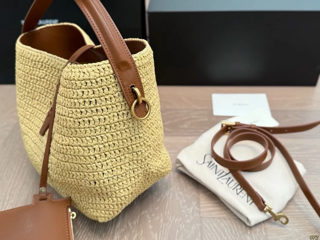 ¥250配皮折叠盒 圣罗兰YSL草编托特包 满满的夏日氛围感 复古优雅 满满的高级感 大小适中 容量感人 尺寸22 22