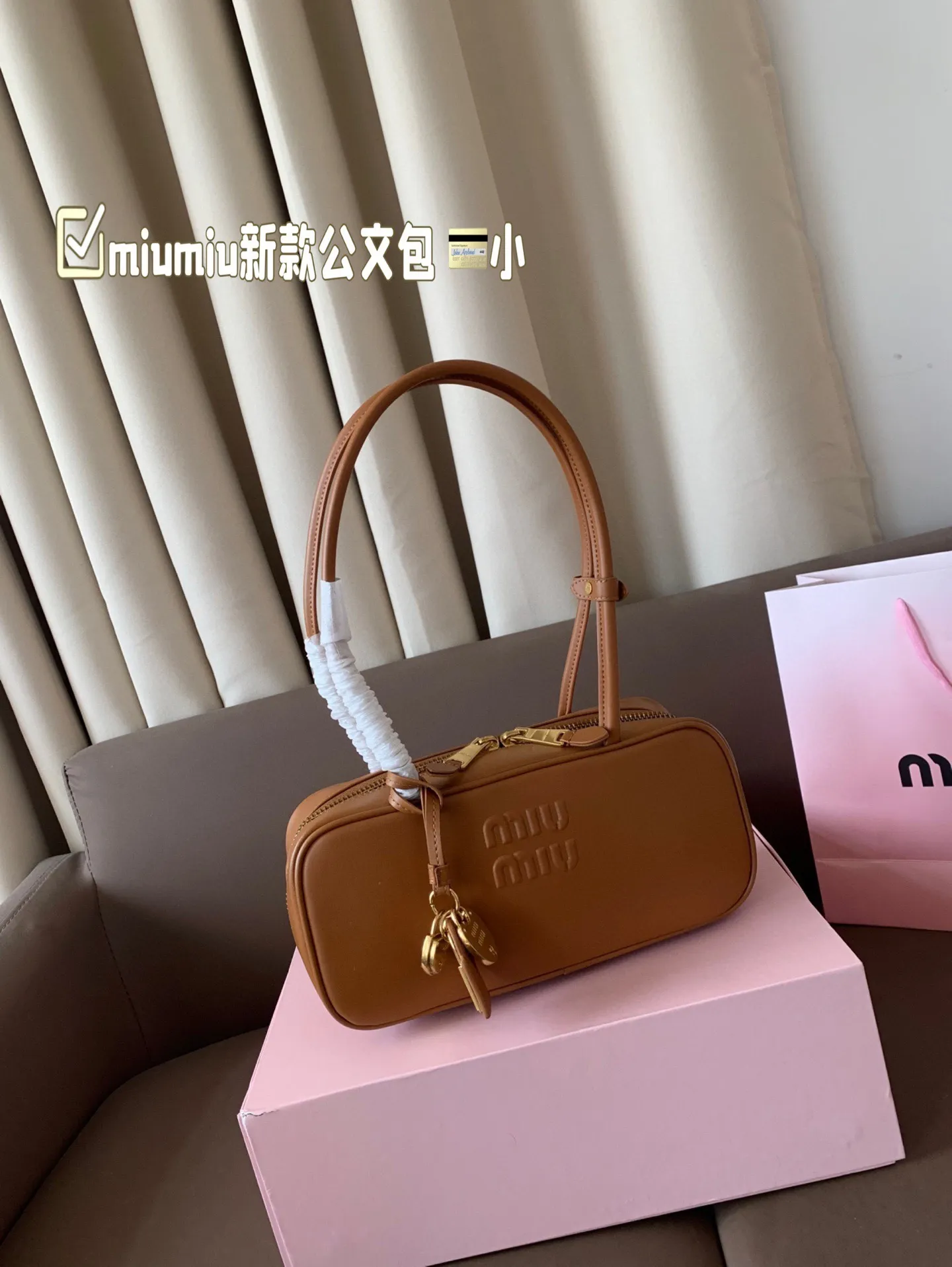 小P255 miumiu新款公文包 今年的风刮的太猛了 老多爆款了！ 这款的版型太受欢迎！ #miumiu 这一季不管是单肩包 #miumiu包 还是托特包都超级可爱！ 尺寸 大28*13