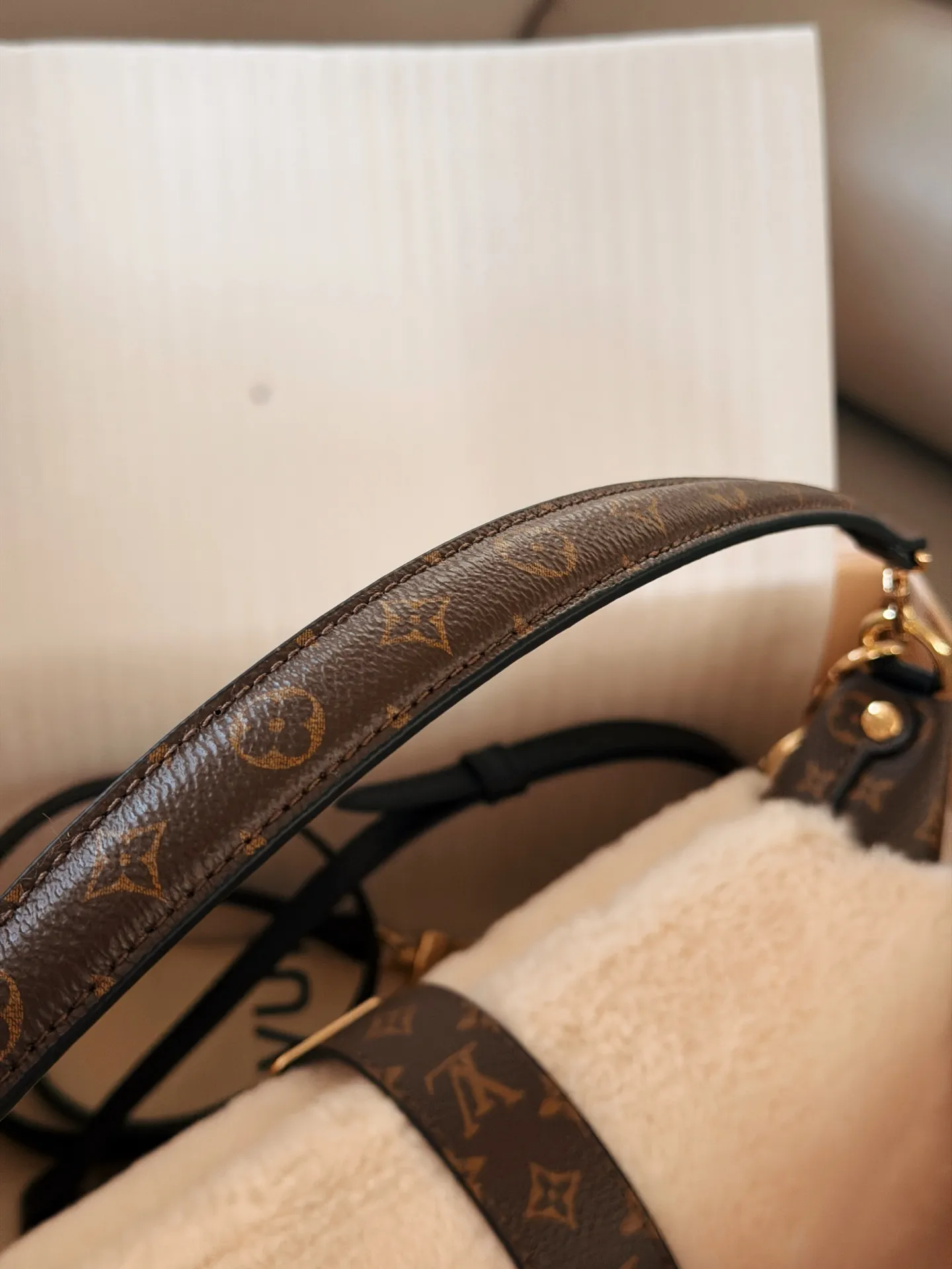 💰 180配盒 赠送挂件哦! size:21.5*12cm L家 新款MIA饺子包 小小饭盒包拿捏 奶呼呼的毛绒包 摸起来像抱着一团云朵, 老花皮拼接+金属扣设计复古又高级 还有可爱的花朵挂饰加持 冬天背它出门,保暖又吸睛哦!