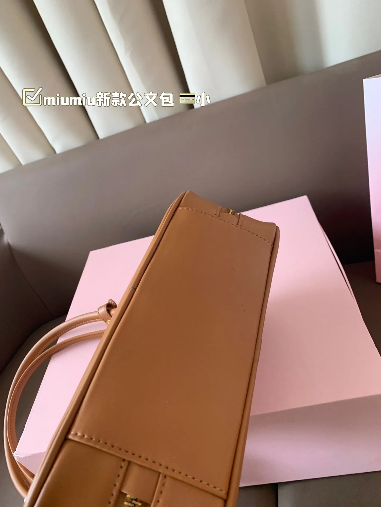 小P255 miumiu新款公文包 今年的风刮的太猛了 老多爆款了! 这款的版型太受欢迎! #miumiu 这一季不管是单肩包 #miumiu包 还是托特包都超级可爱! 尺寸 大28*13