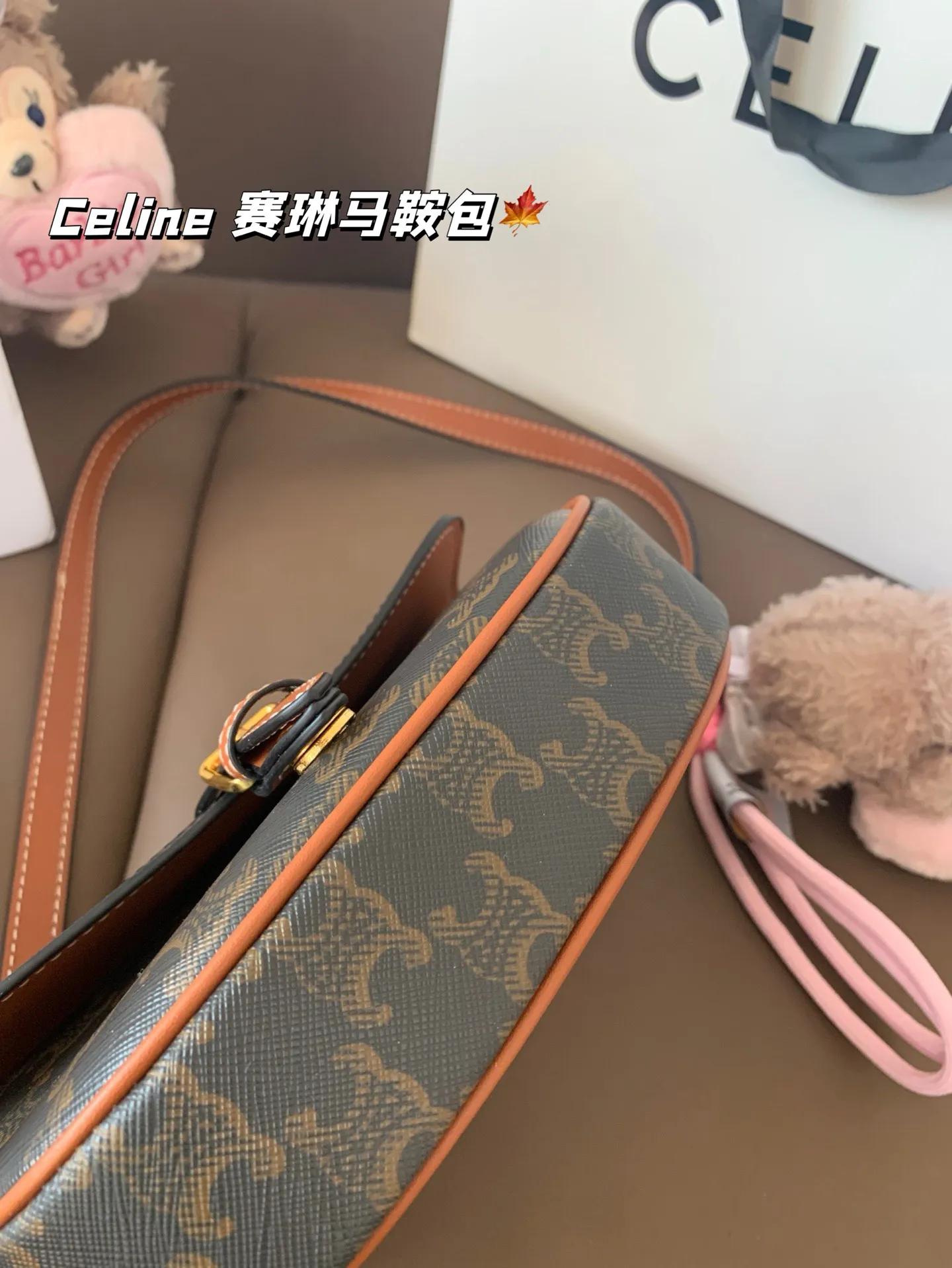 P150（挂件颜色随机） Celine 赛琳马鞍包 太讨喜了吧 小小身材大大容量 圆乎乎的造型 更显俏皮可爱 尺寸20*14 折叠盒