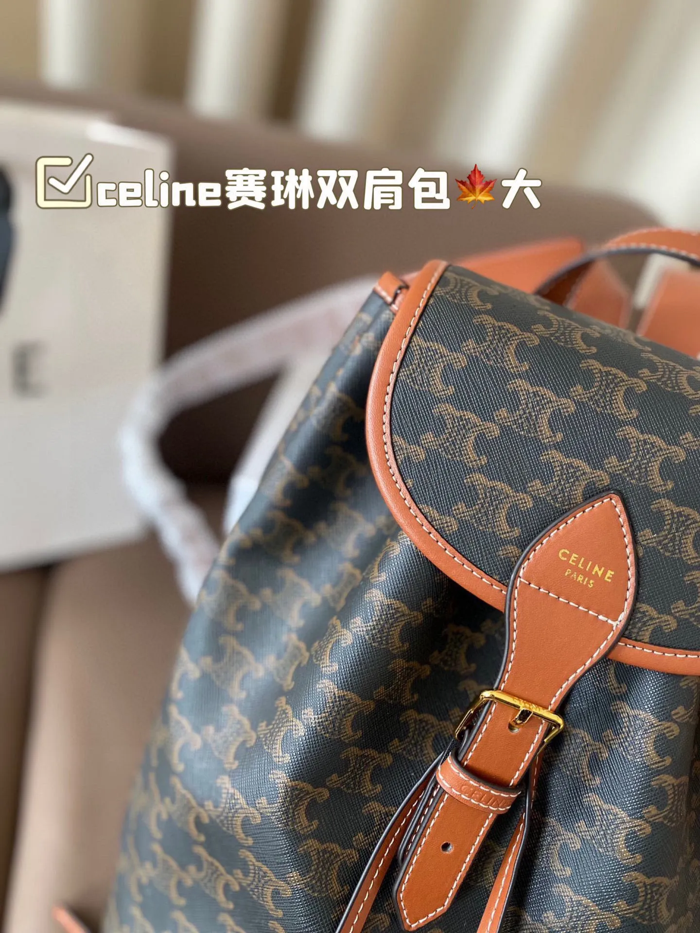 P160 配折叠盒子 赛琳双肩包 celine新品预告本命老花双肩包 释放双手!复古小巧 实用性设计肩带长度可调节容量满满经典学院风休闲日常 老花经典加持日常的优秀单品很有学识氛围的通勤自在的复古少女感 减龄青春又文气巴黎女孩的年轻单品 尺寸23*30