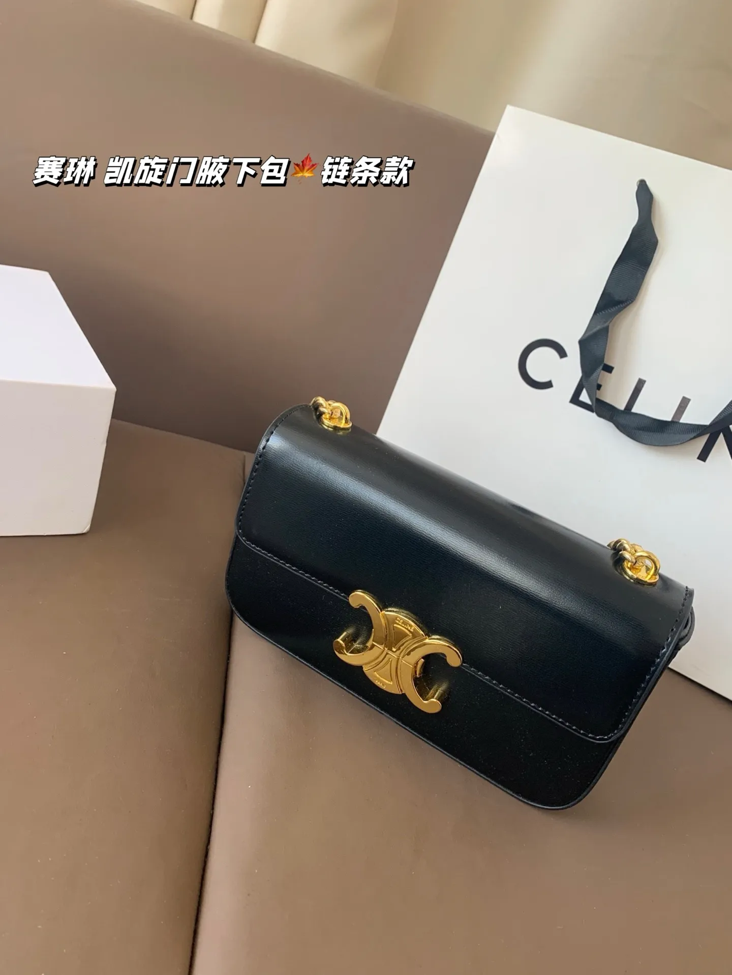 P140 赛琳 凯旋门腋下包（链条款） Celine满足日常所有需求 简直能装下整个世界 尺寸20*12折叠盒