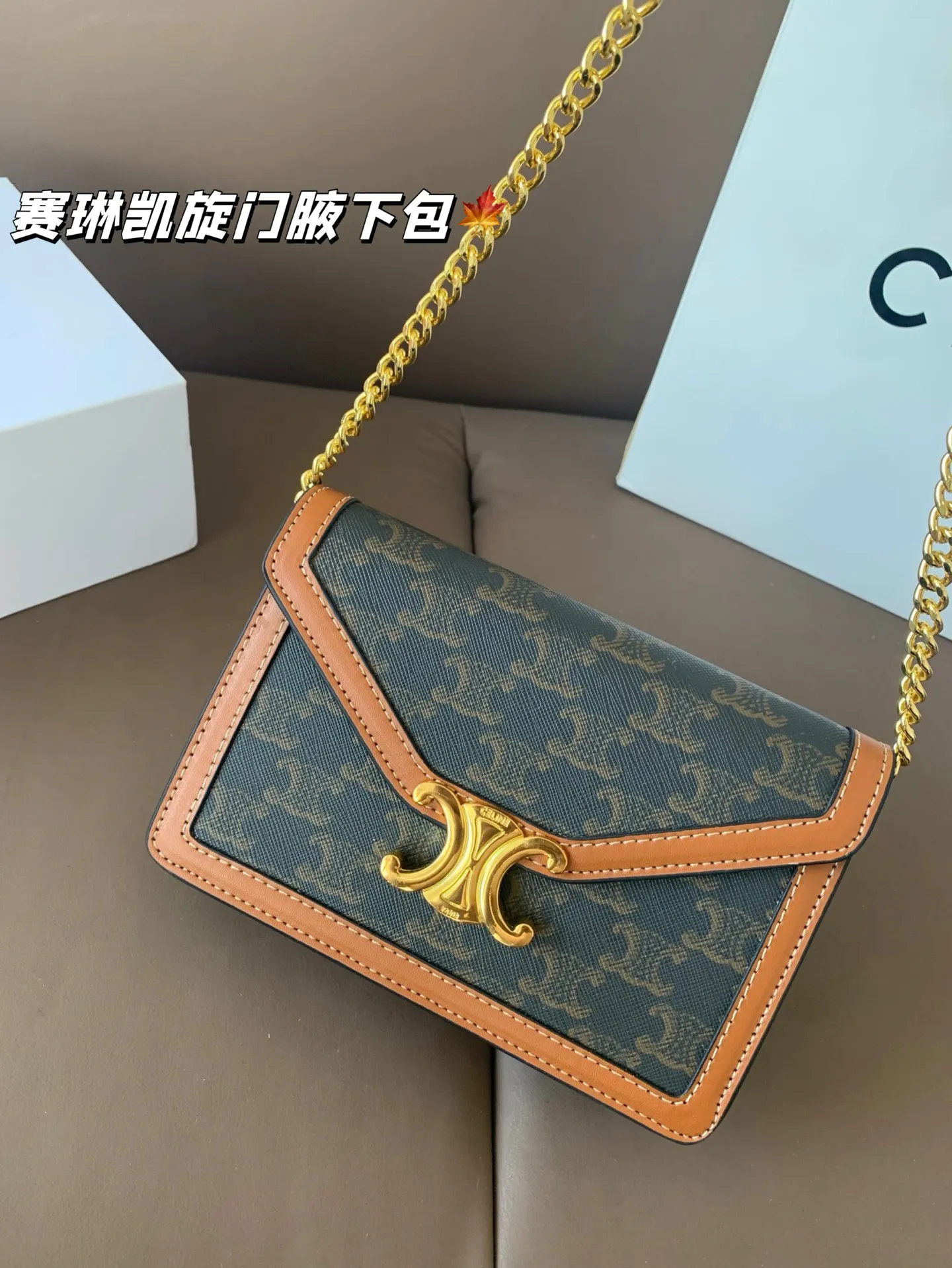 P135 CELIN.Triomphe 赛琳最新款凯旋门腋下包 随便穿什么搭配这个包都是高级风 尺寸19*13折叠盒