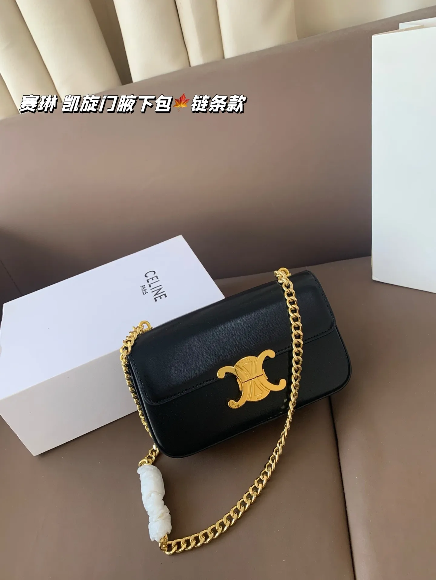 P140 赛琳 凯旋门腋下包（链条款） Celine满足日常所有需求 简直能装下整个世界 尺寸20*12折叠盒