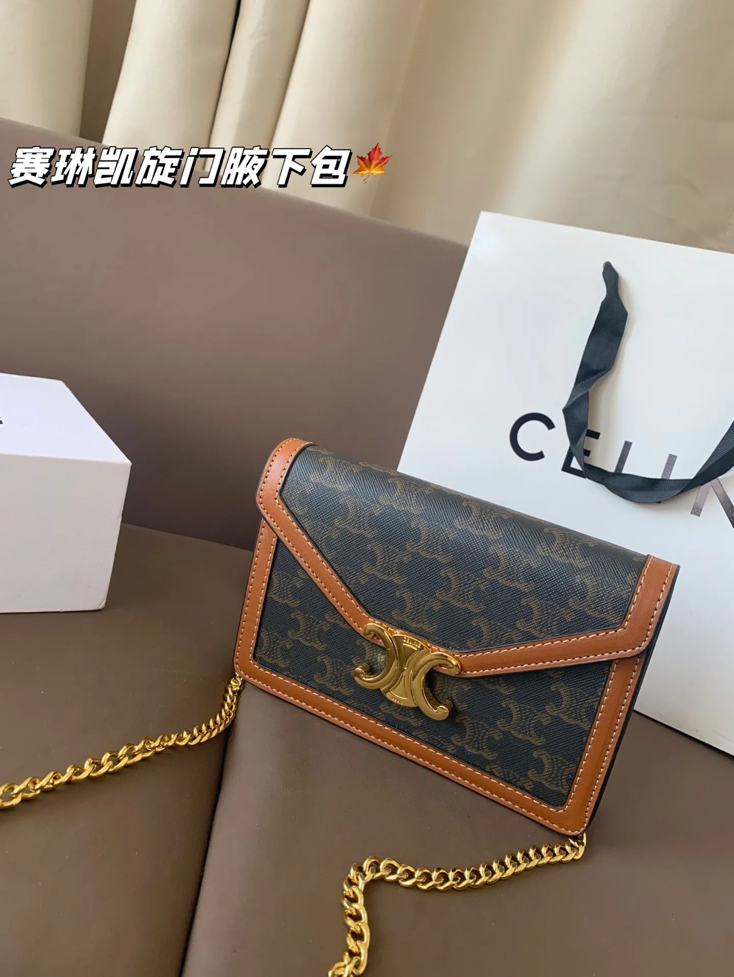 P135 CELIN.Triomphe 赛琳最新款凯旋门腋下包 随便穿什么搭配这个包都是高级风 尺寸19*13折叠盒