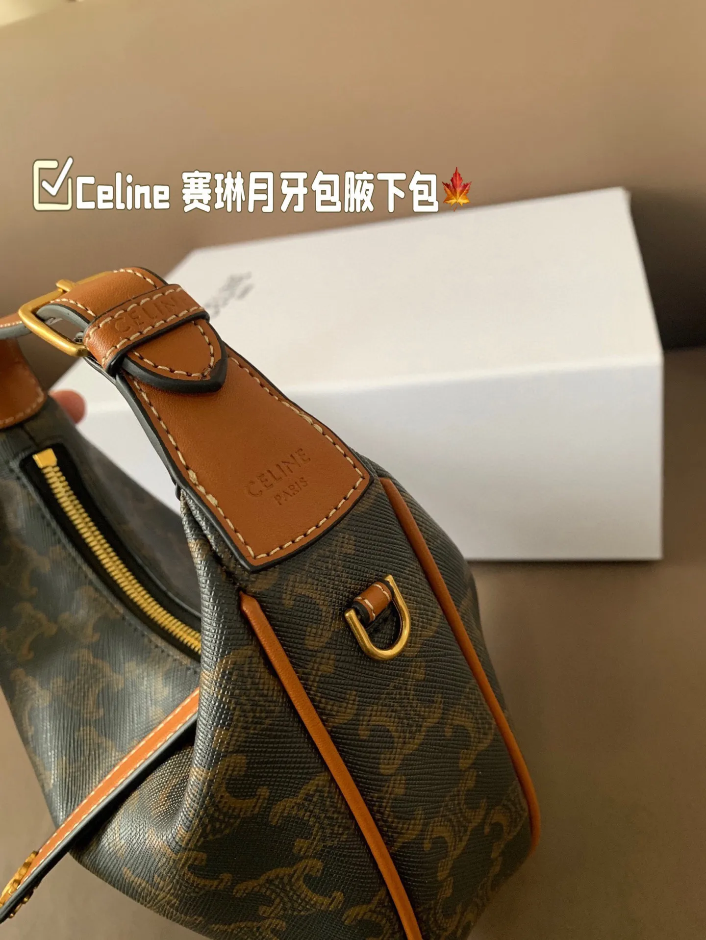 P150 size:22*15 Celine 赛琳最新款腋下包💕 小巧优雅的月牙🌙形轮廓， 上身都是休闲感，真的太🔥了！ 容量可以满足当下出门需求， 夏天很方便的一款，超百搭‼️